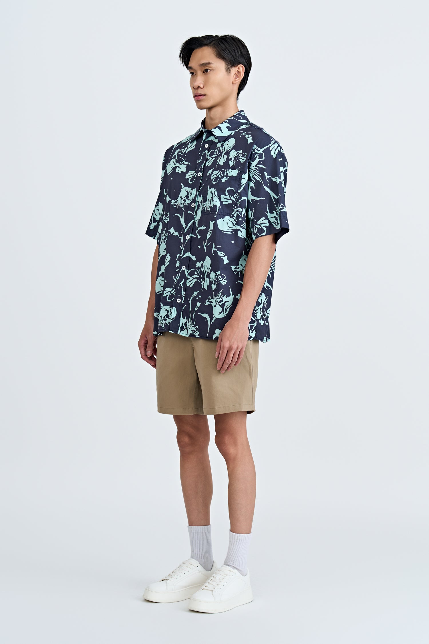 Drawstring Straight Cut Bermudas - Dark Khaki