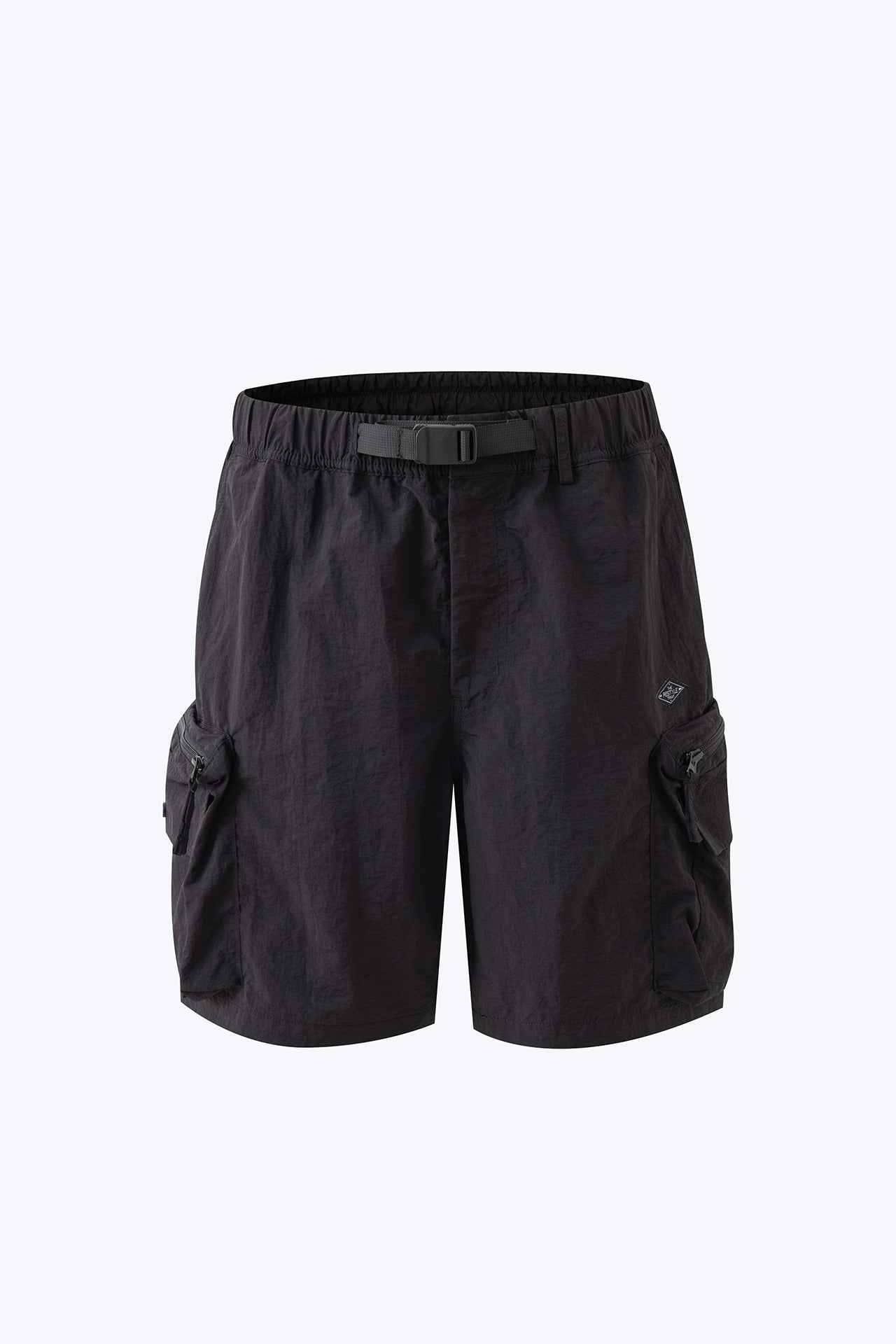 Elasticated Nylon Cargo Bermudas - Black
