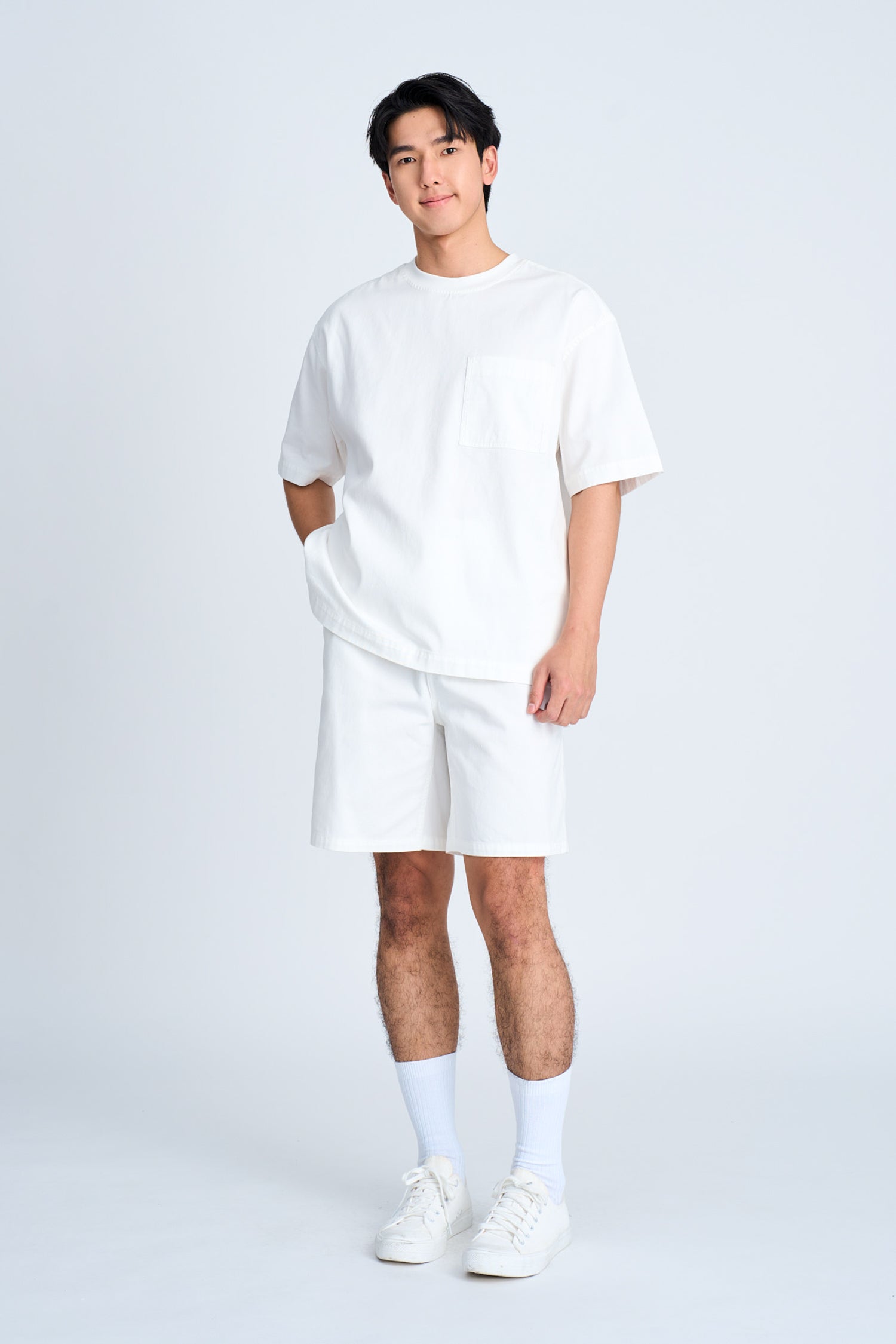 Denim Casual Shorts - White [AT]