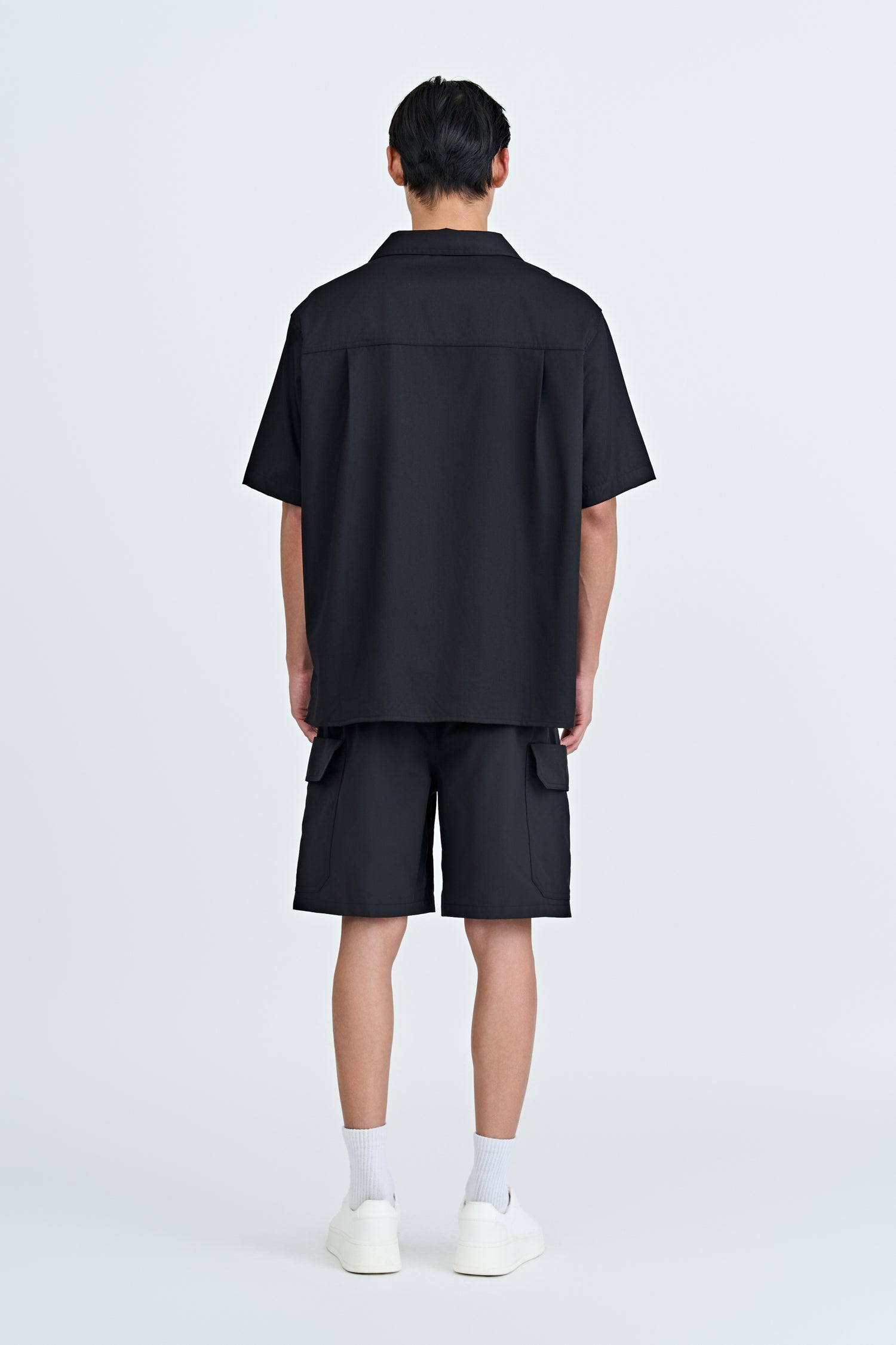 Elasticated Utility Cargo Bermudas - Black