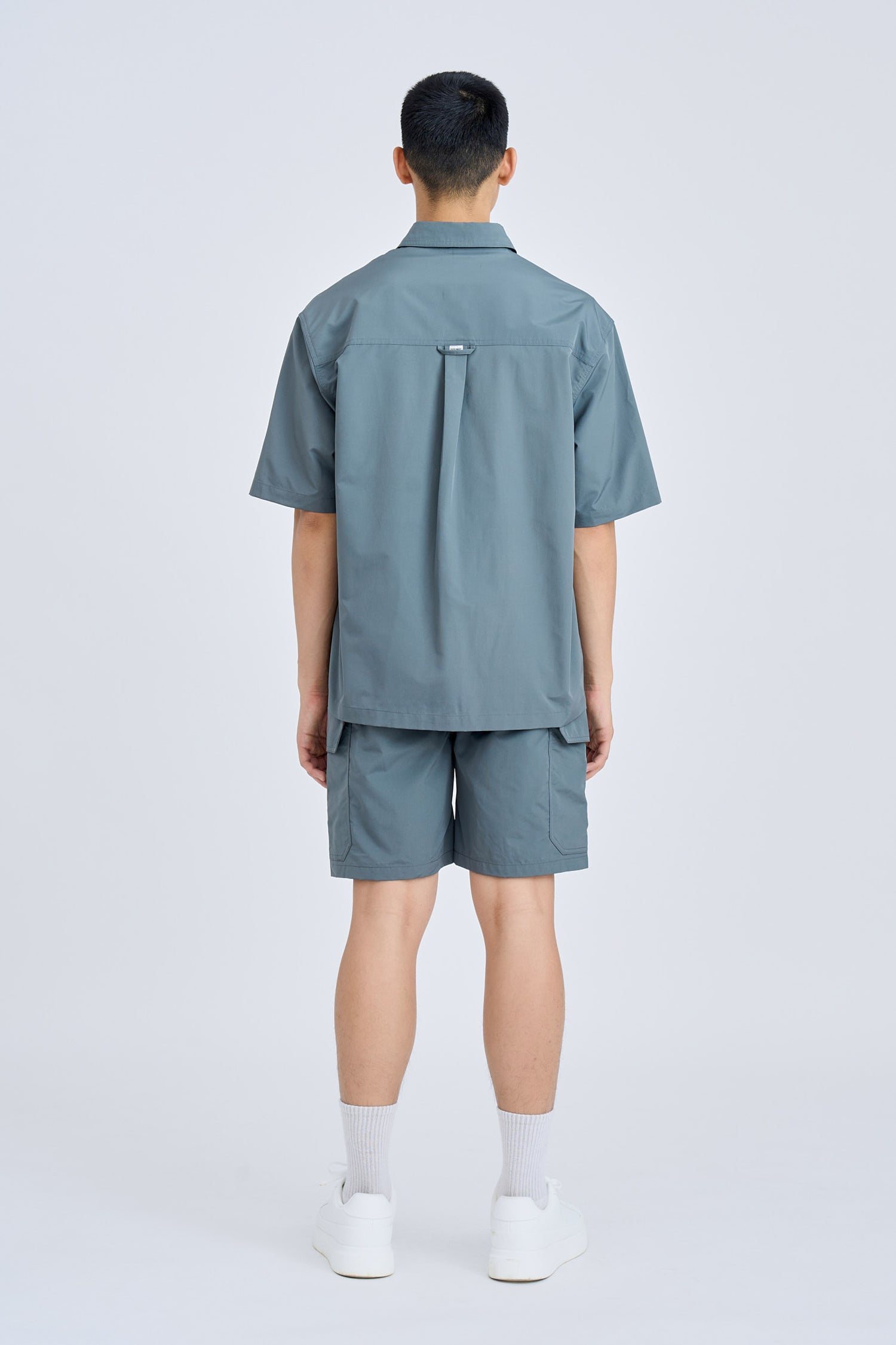 Elasticated Utility Cargo Bermudas - Gray Green