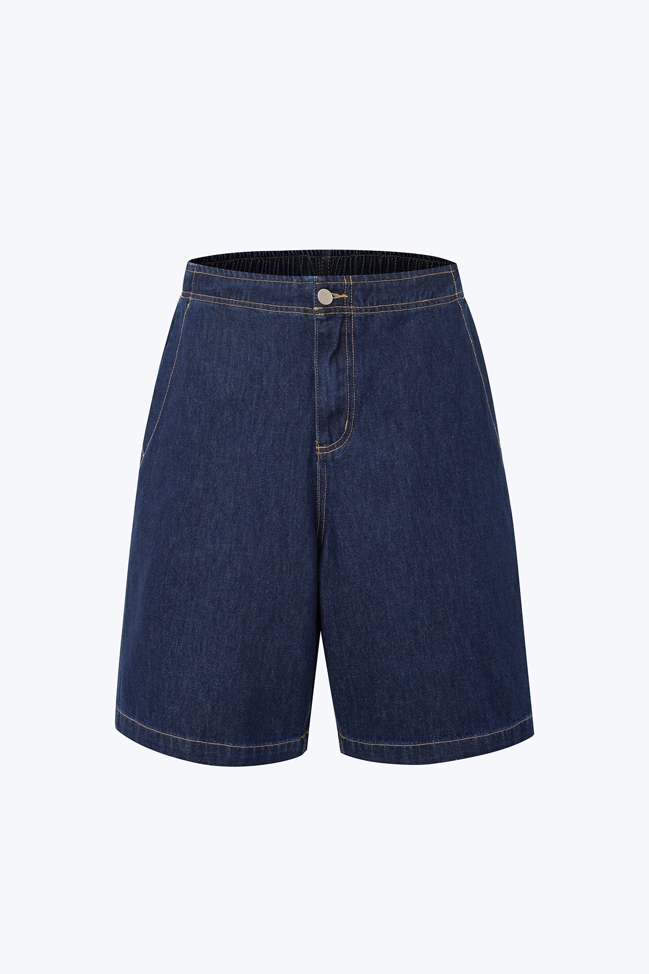 Contrast Stitch Baggy Denim Shorts - Dark Denim [AT]