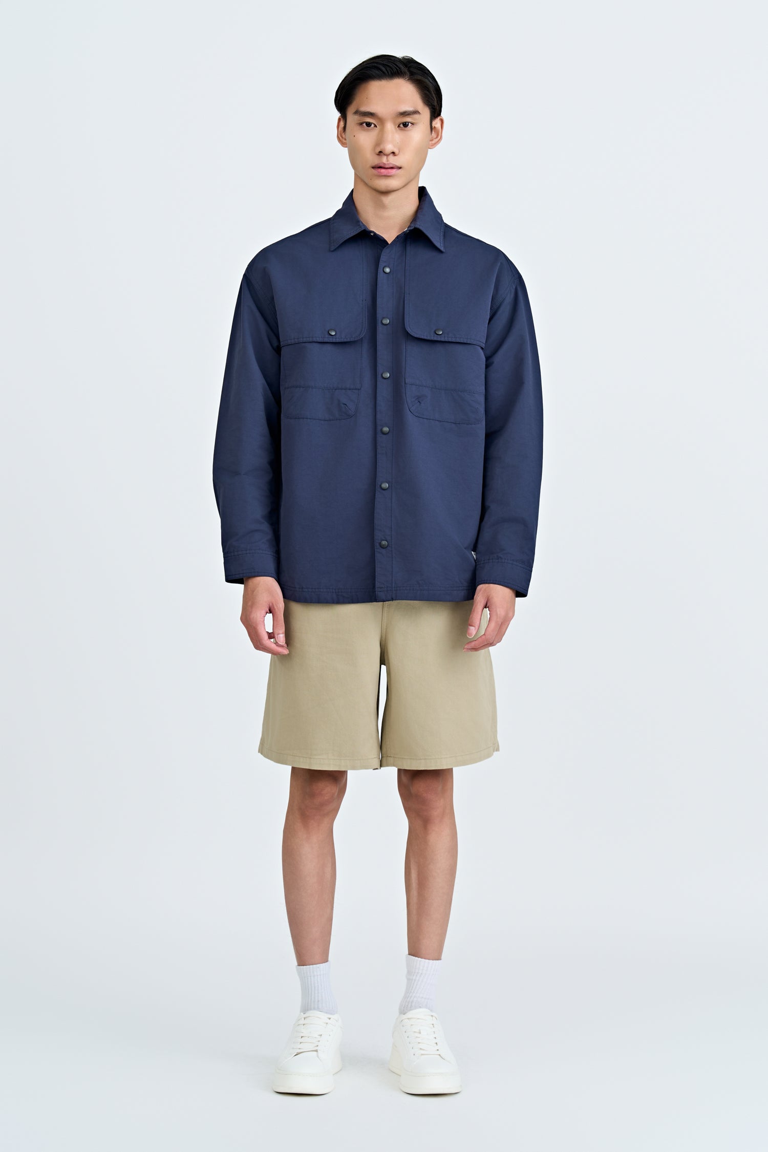 Nylon Cotton Drawstring Bermudas - Khaki