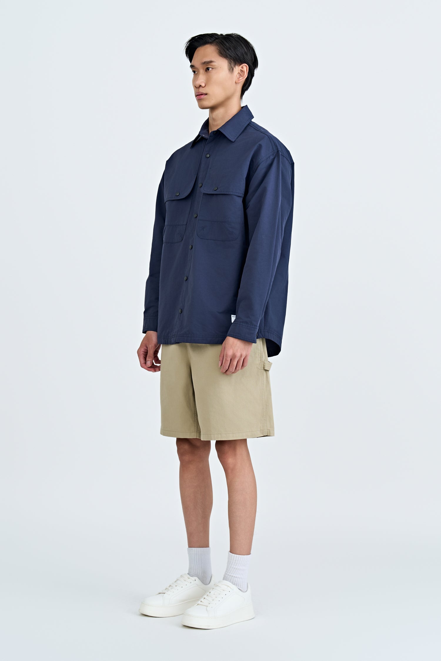 Nylon Cotton Drawstring Bermudas - Khaki