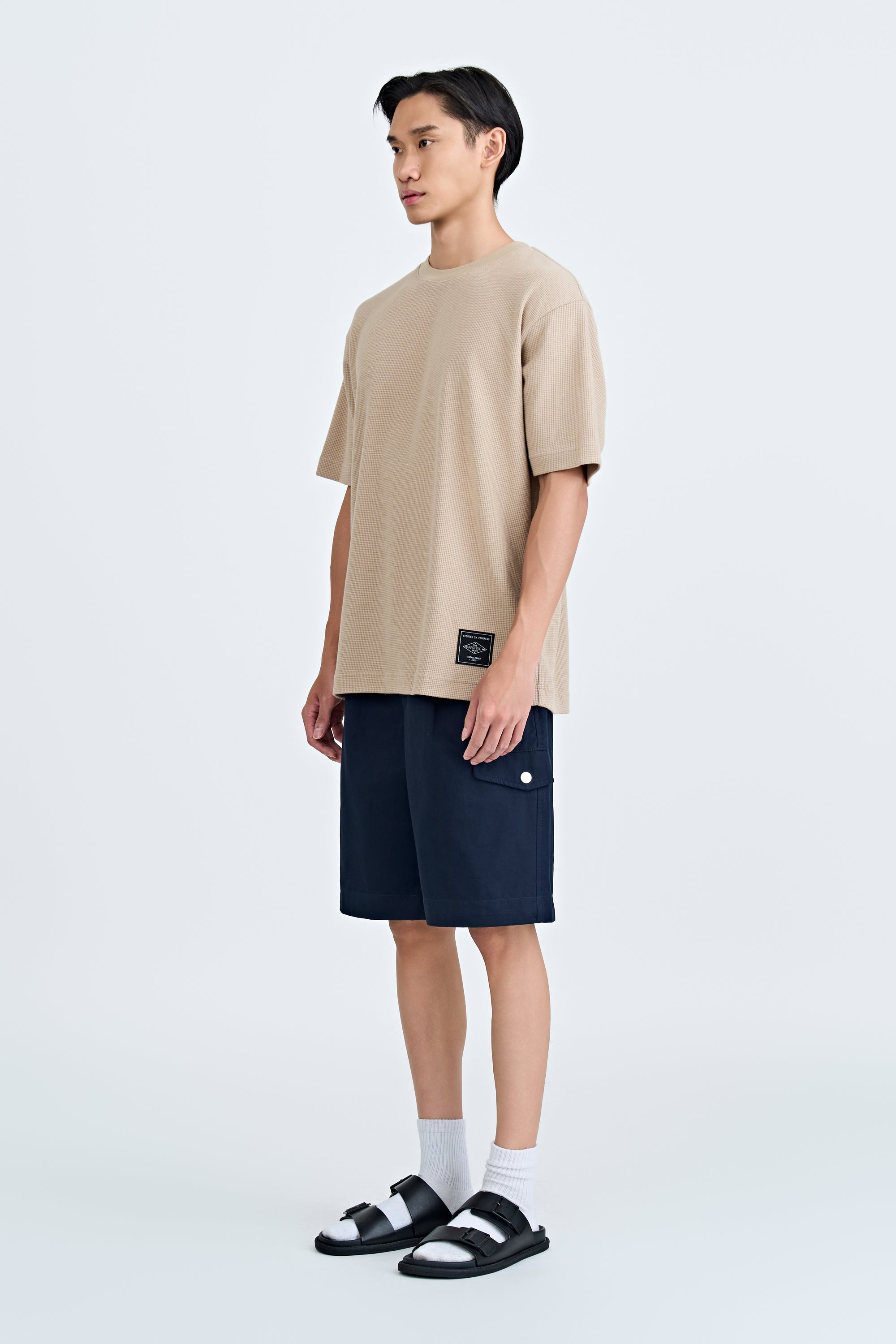 Utility Pleated Bermudas - Navy