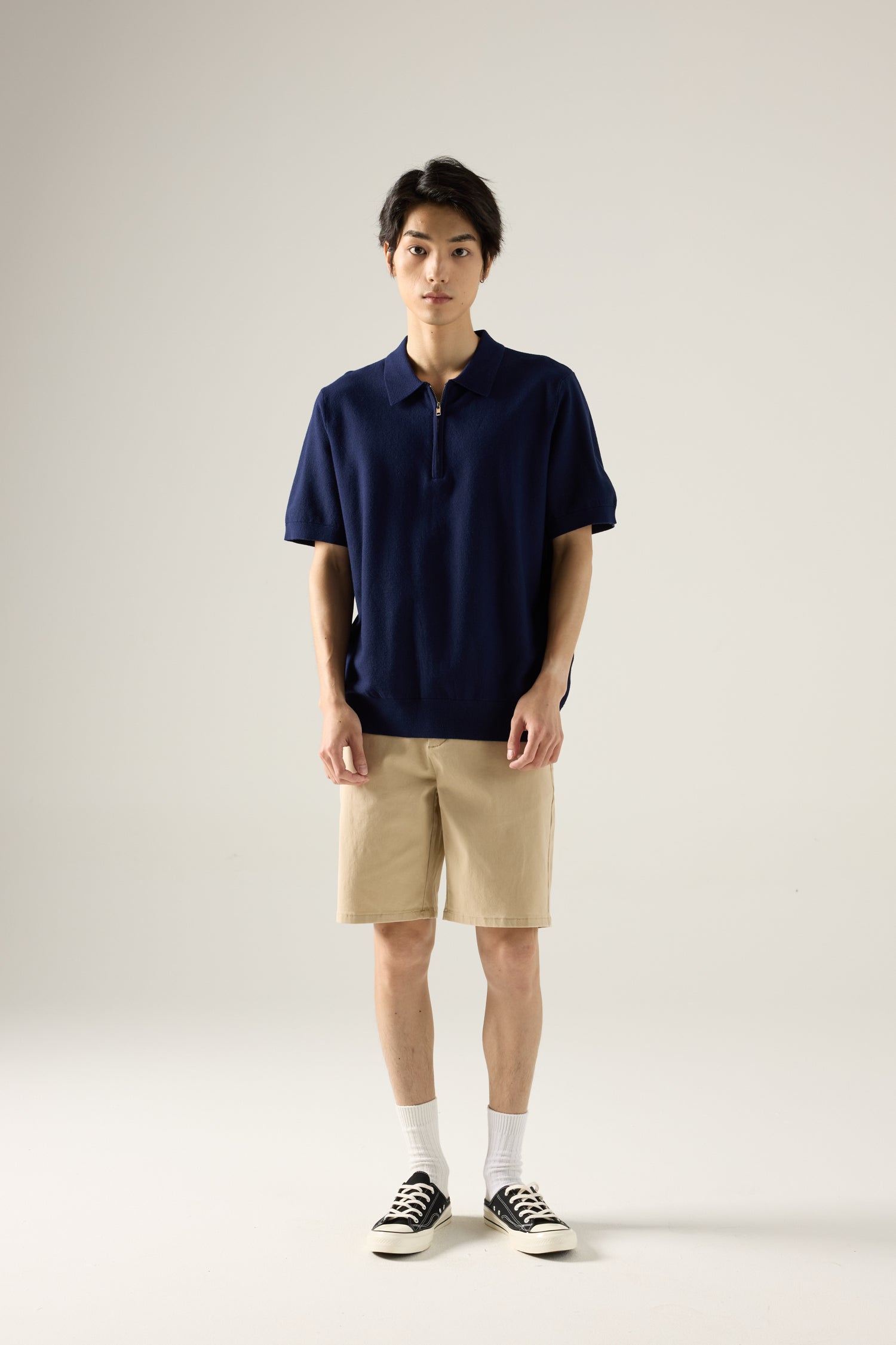 Regular Fit Cotton Twill Bermudas - Khaki