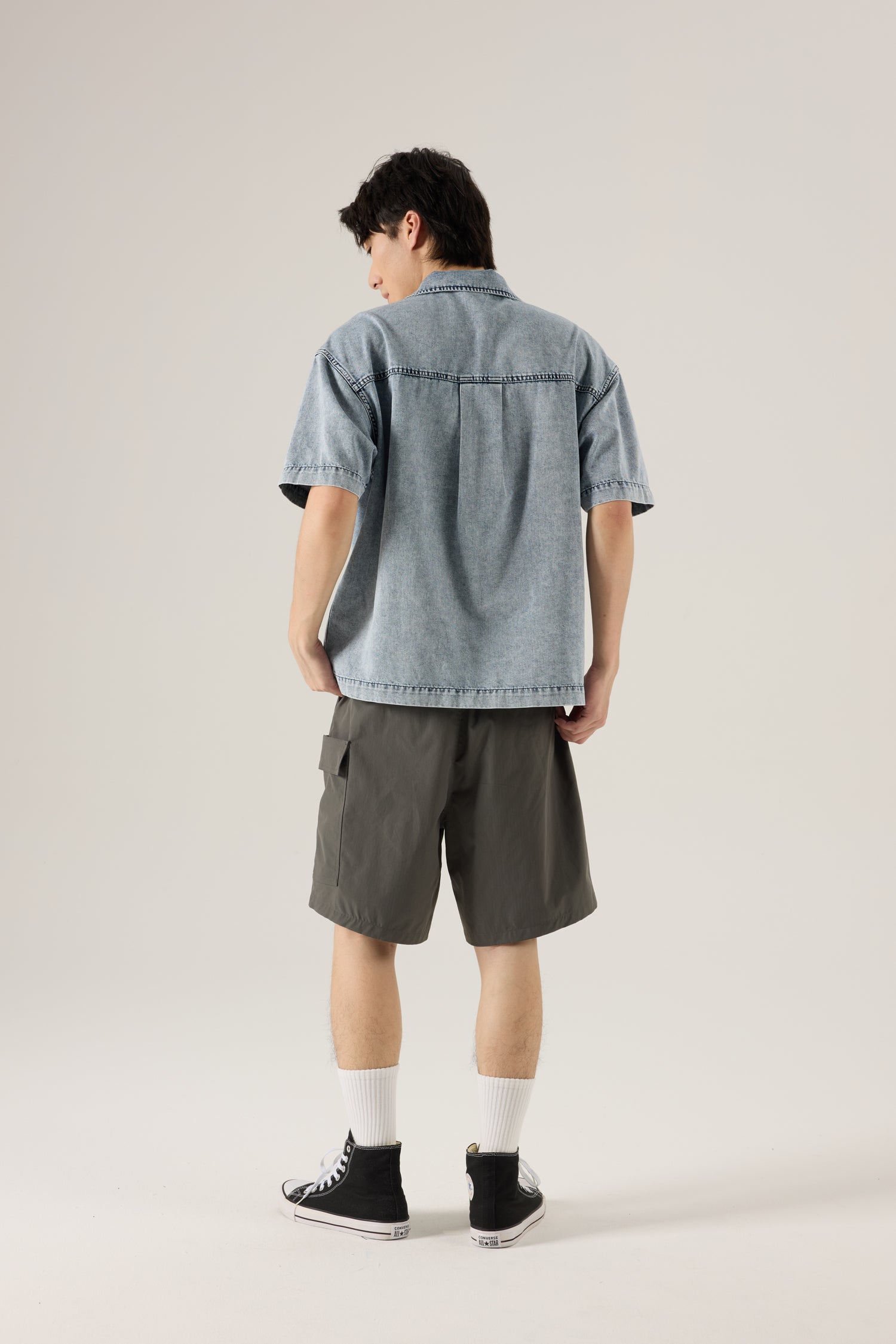 Nylon Utility Cargo Shorts - Charcoal