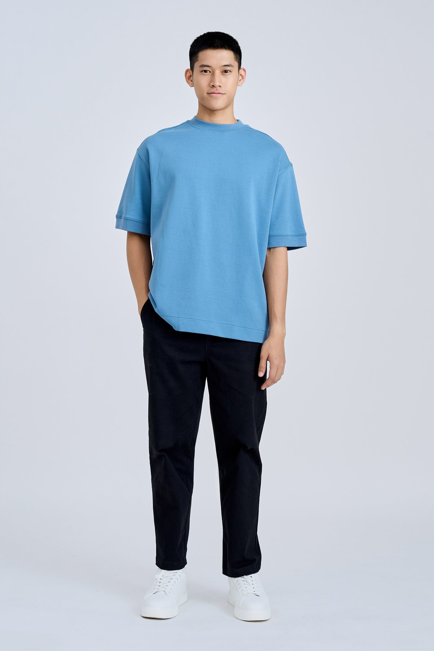 (C) Oversized Fit Heavyweight Tee - Steel Blue [AT]