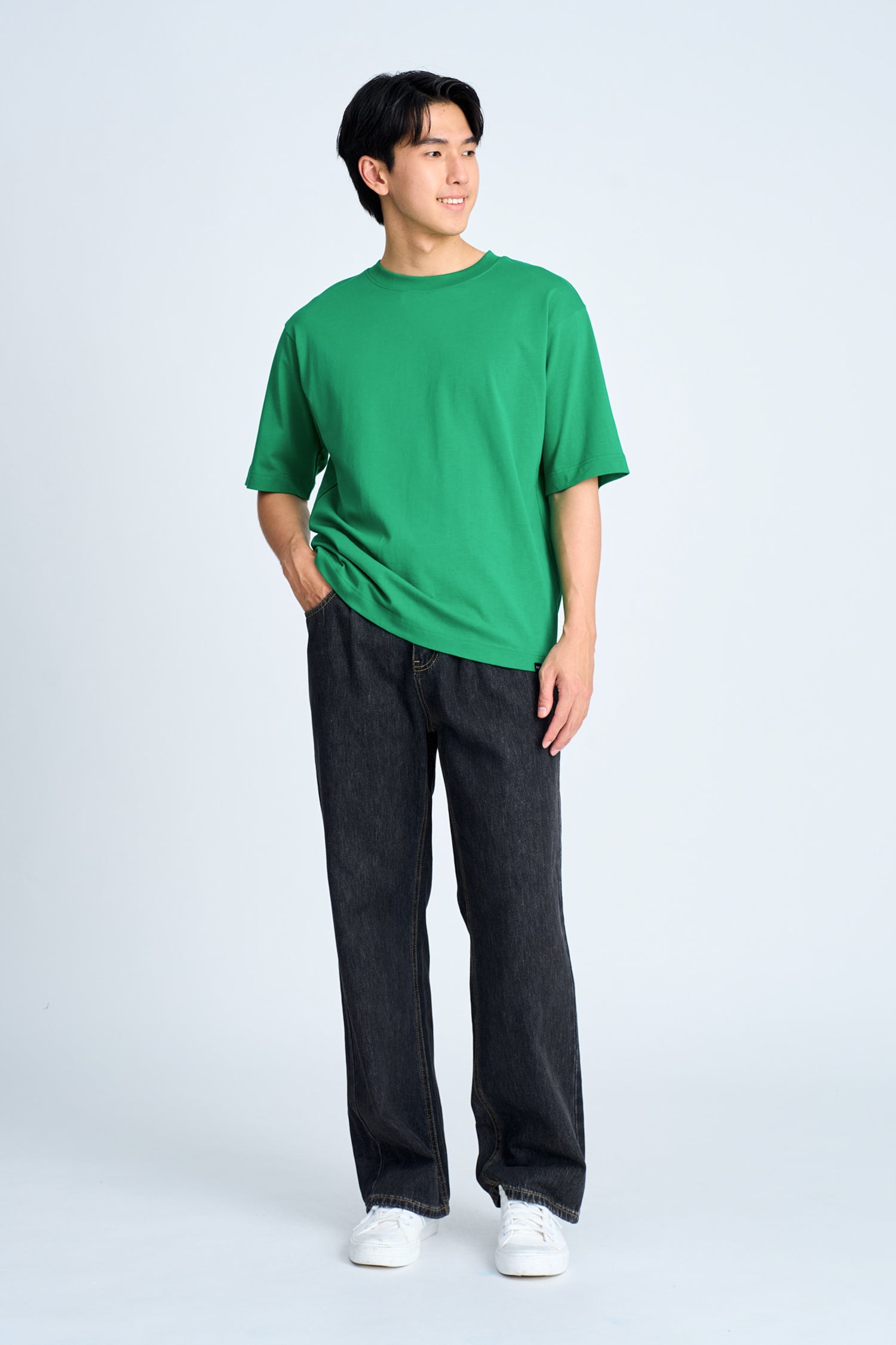 (B) Classic Relaxed-Fit Crew Neck Tee - Emerald Green [AT]