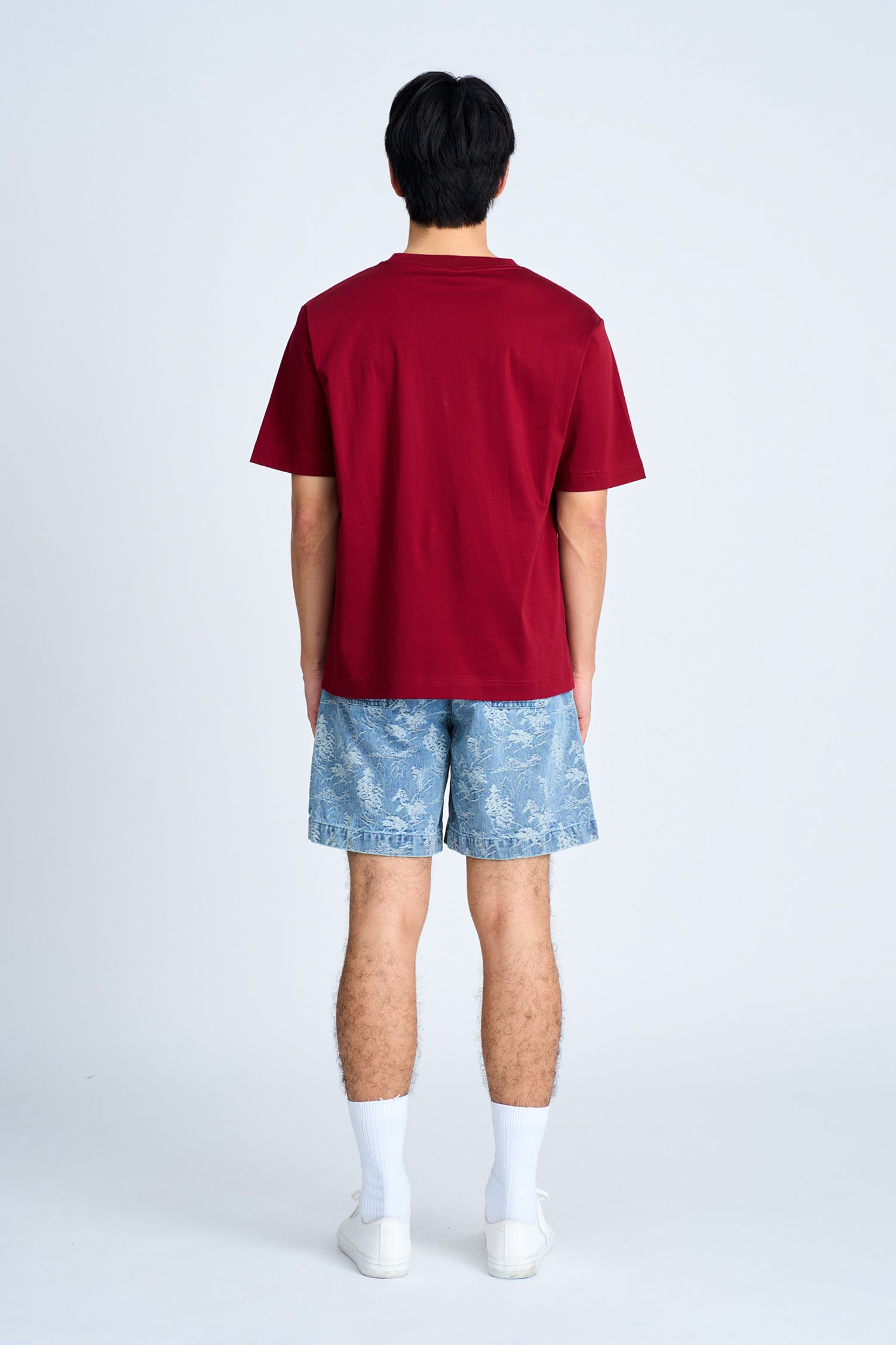 (A) Essential Crew Neck Tee - Maroon Red