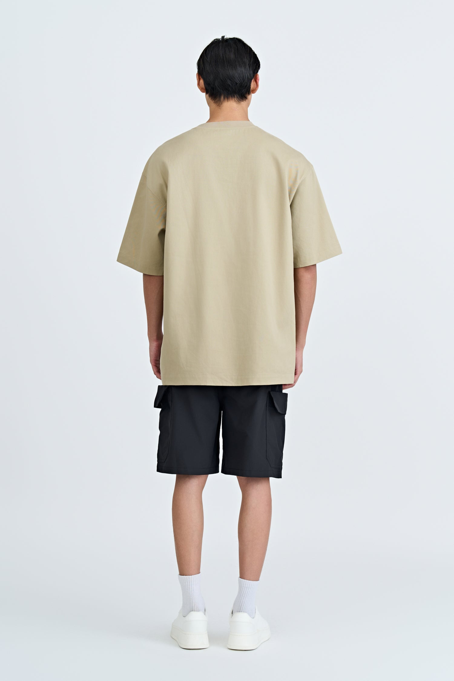 Denim Oversized Patch Pocket Tee - Khaki