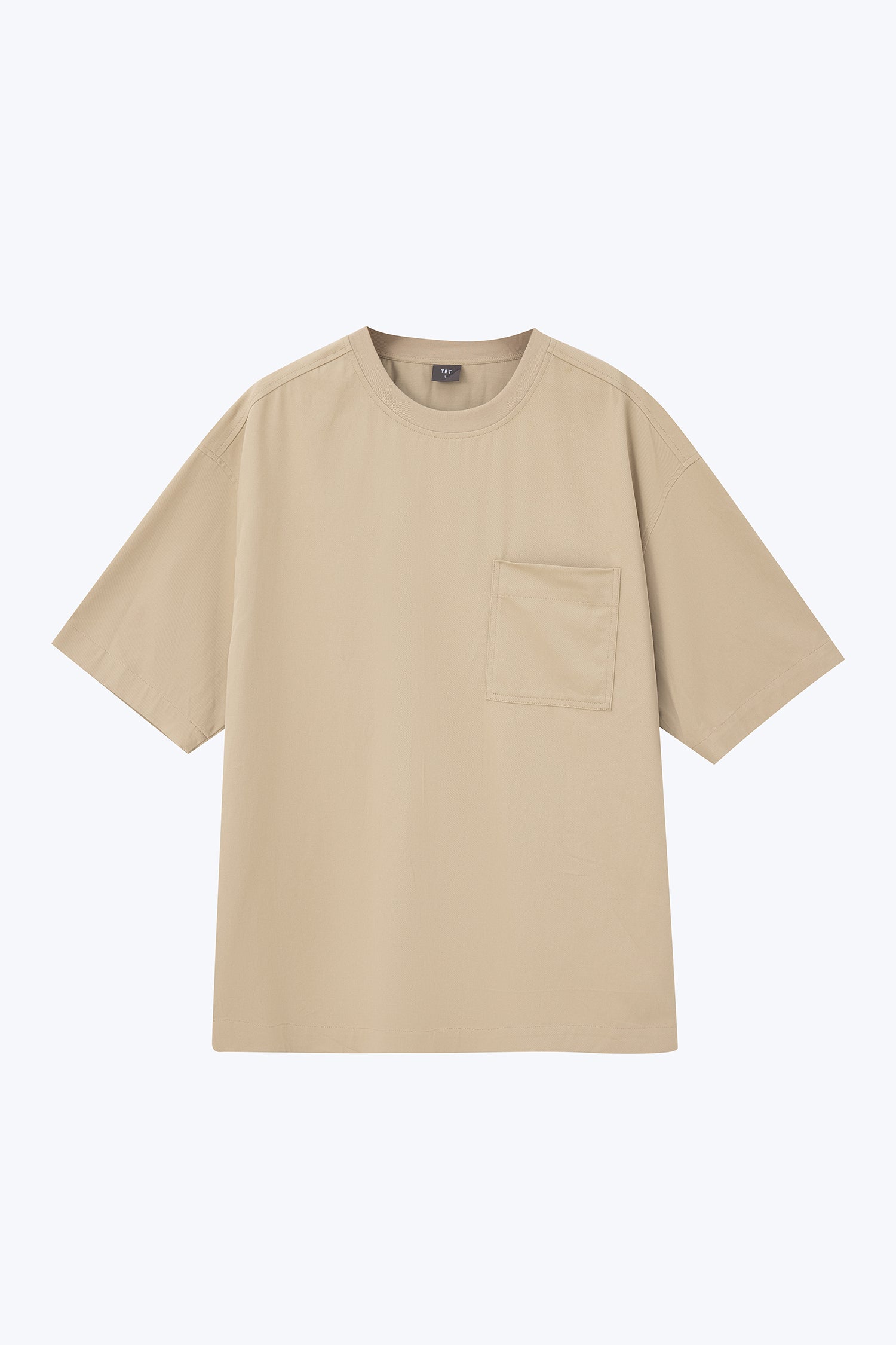 Denim Oversized Patch Pocket Tee - Khaki