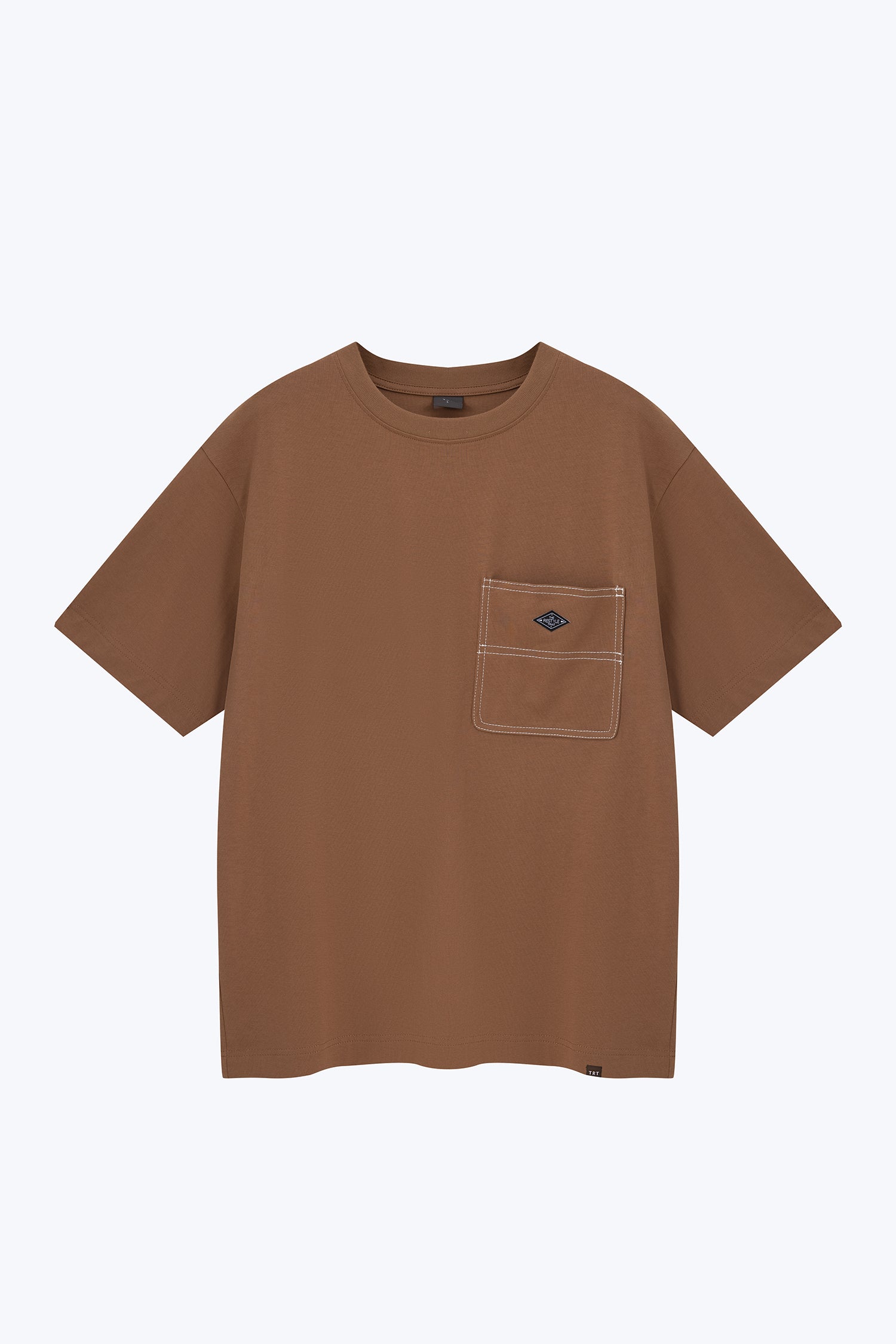Utility Contrast Pocket Stitch Tee - Coffee