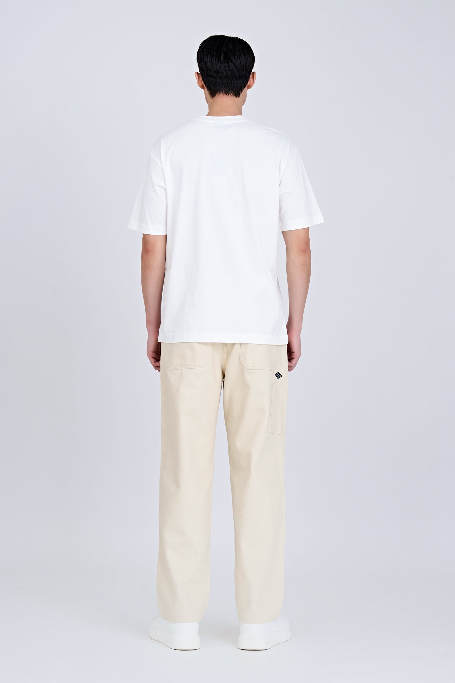 Utility Contrast Pocket Stitch Tee - Cream