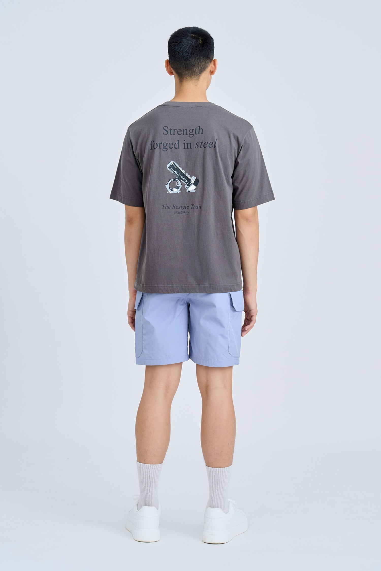 Jersey "Strength Forged In Steel" Graphic Tee - Charcoal [AT]