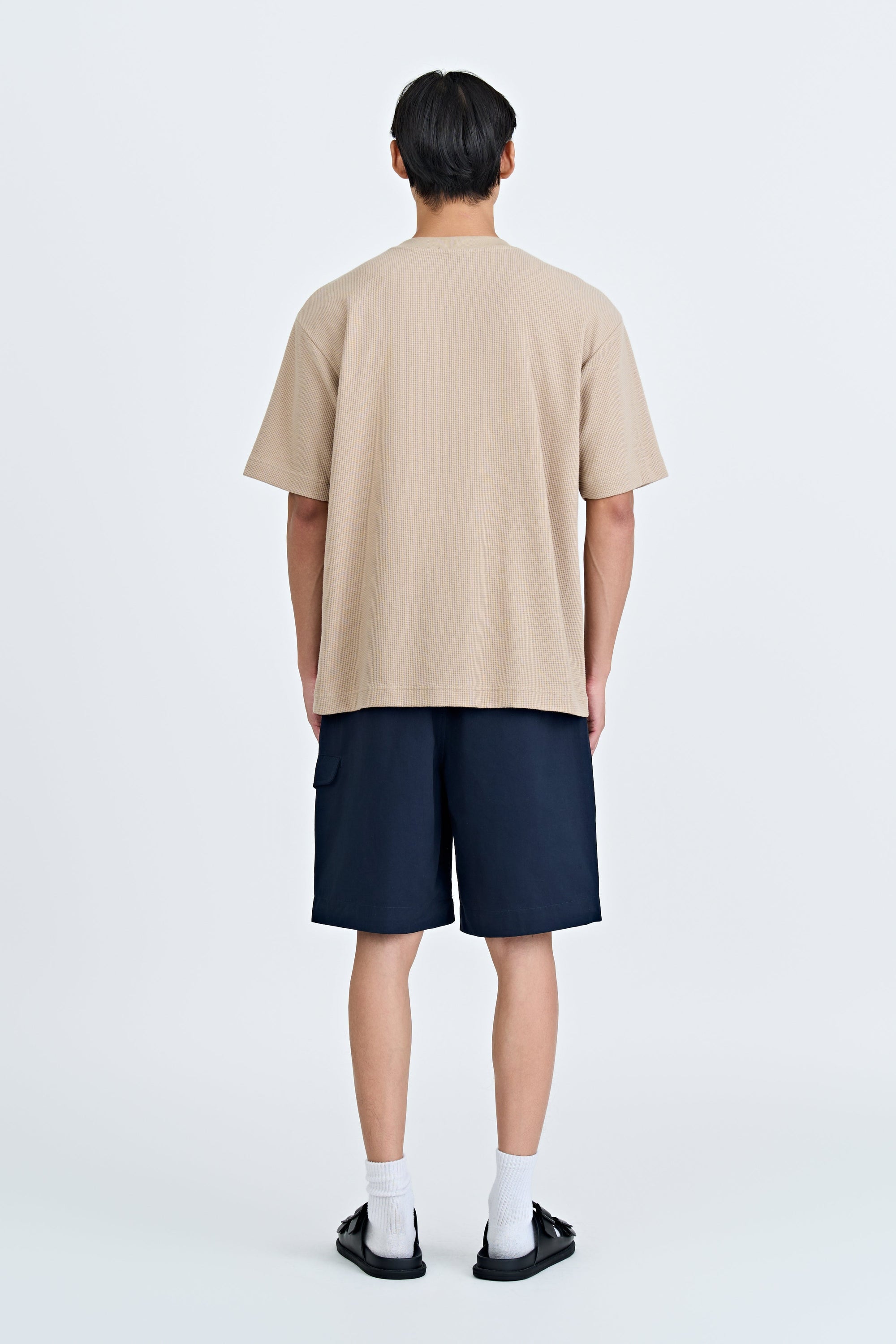 (B) Waffle Crew Neck Tee - Khaki
