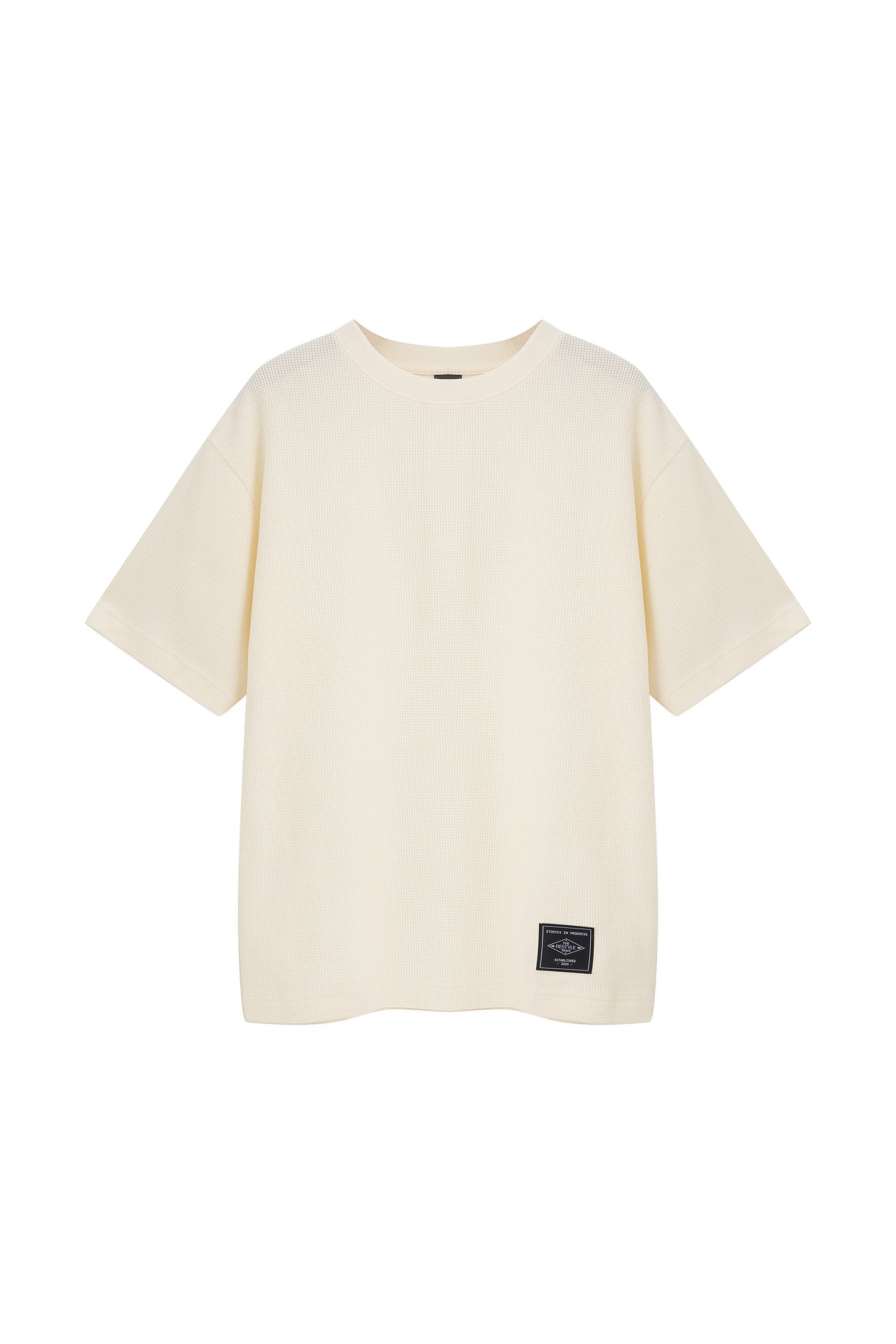 (B) Waffle Crew Neck Tee - Milk