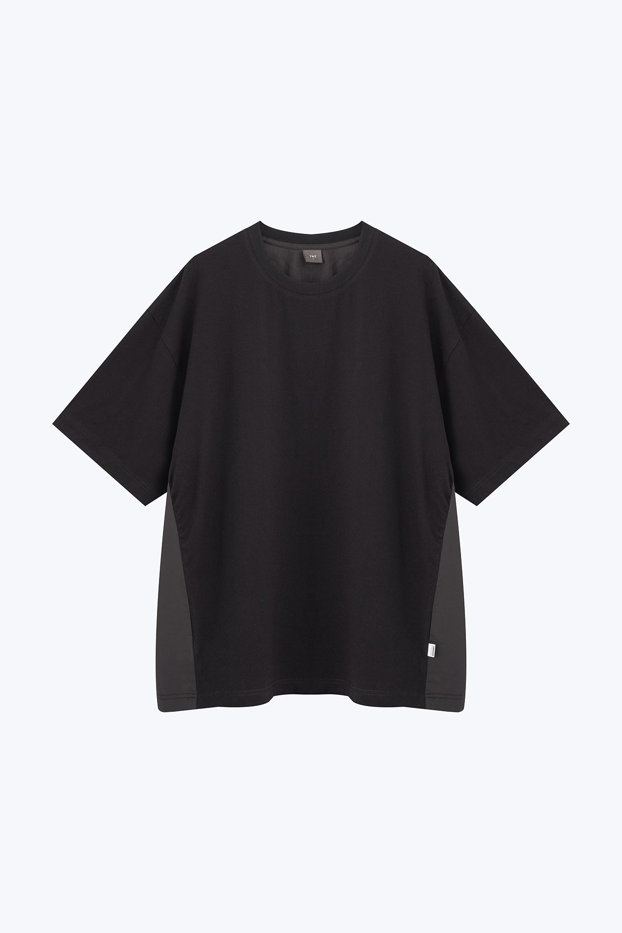 Dual Fabric Oversized Tee - Black