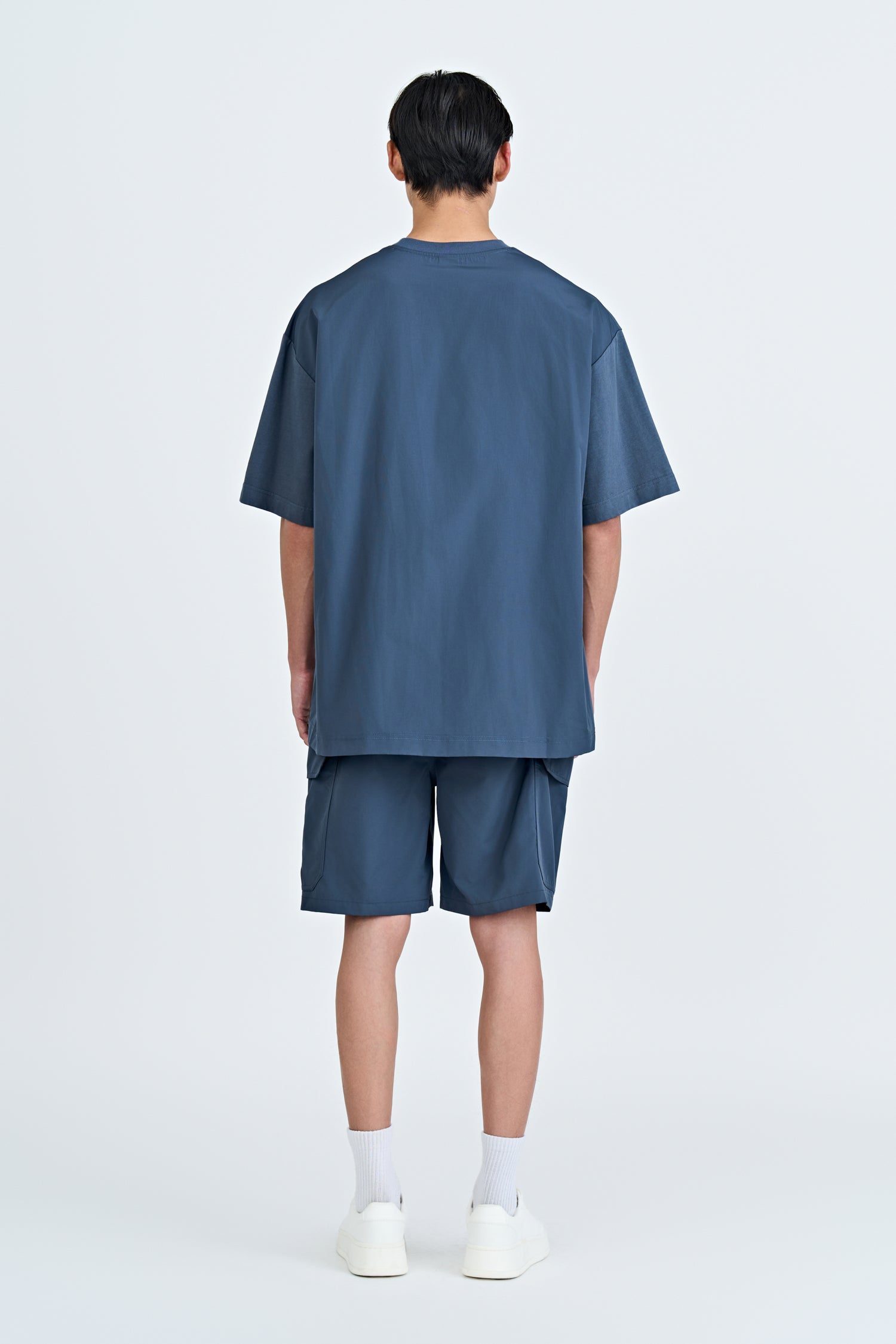 Dual Fabric Oversized Tee - Dark Grey