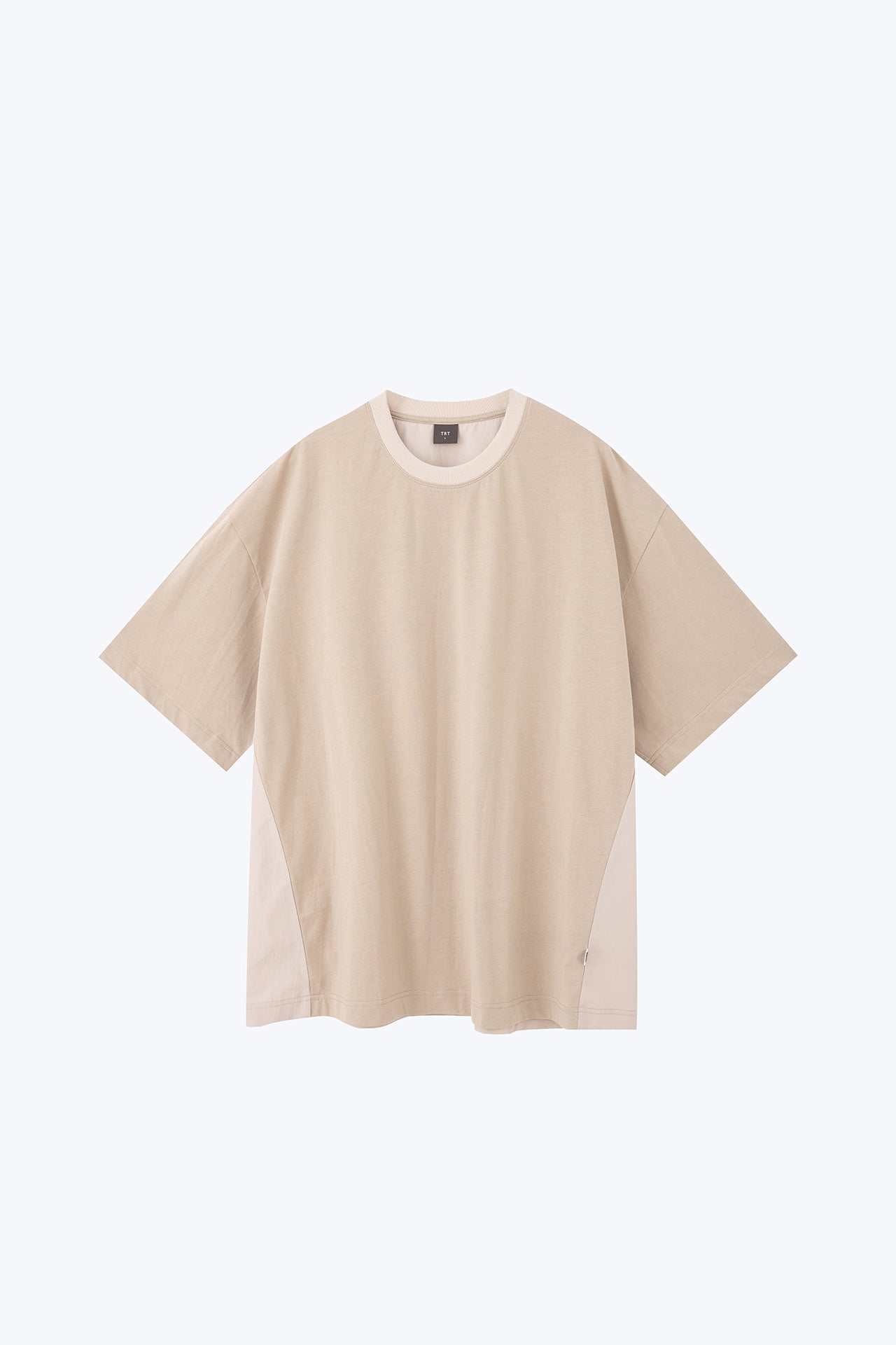 Dual Fabric Oversized Tee - Khaki [AT]