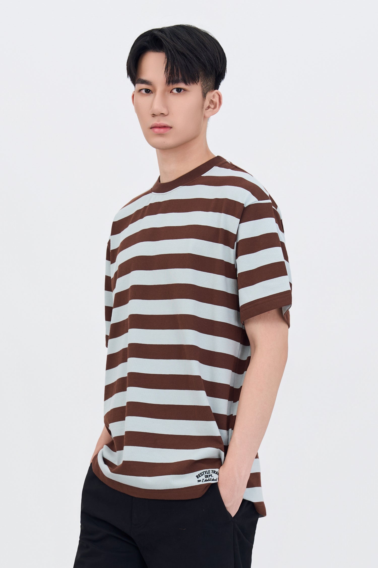 (C) Broad Stripes Tee - Brown – The Restyle Trait