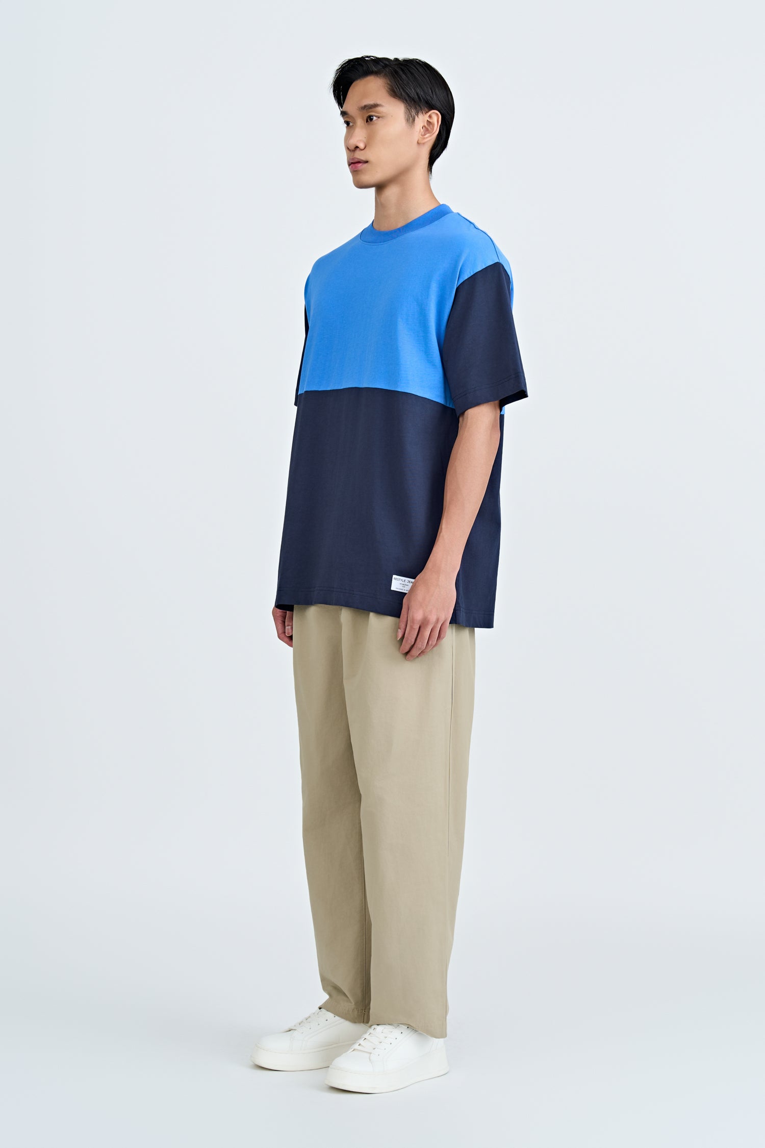 (C) Colour Block Tee - Steel Blue [AT]