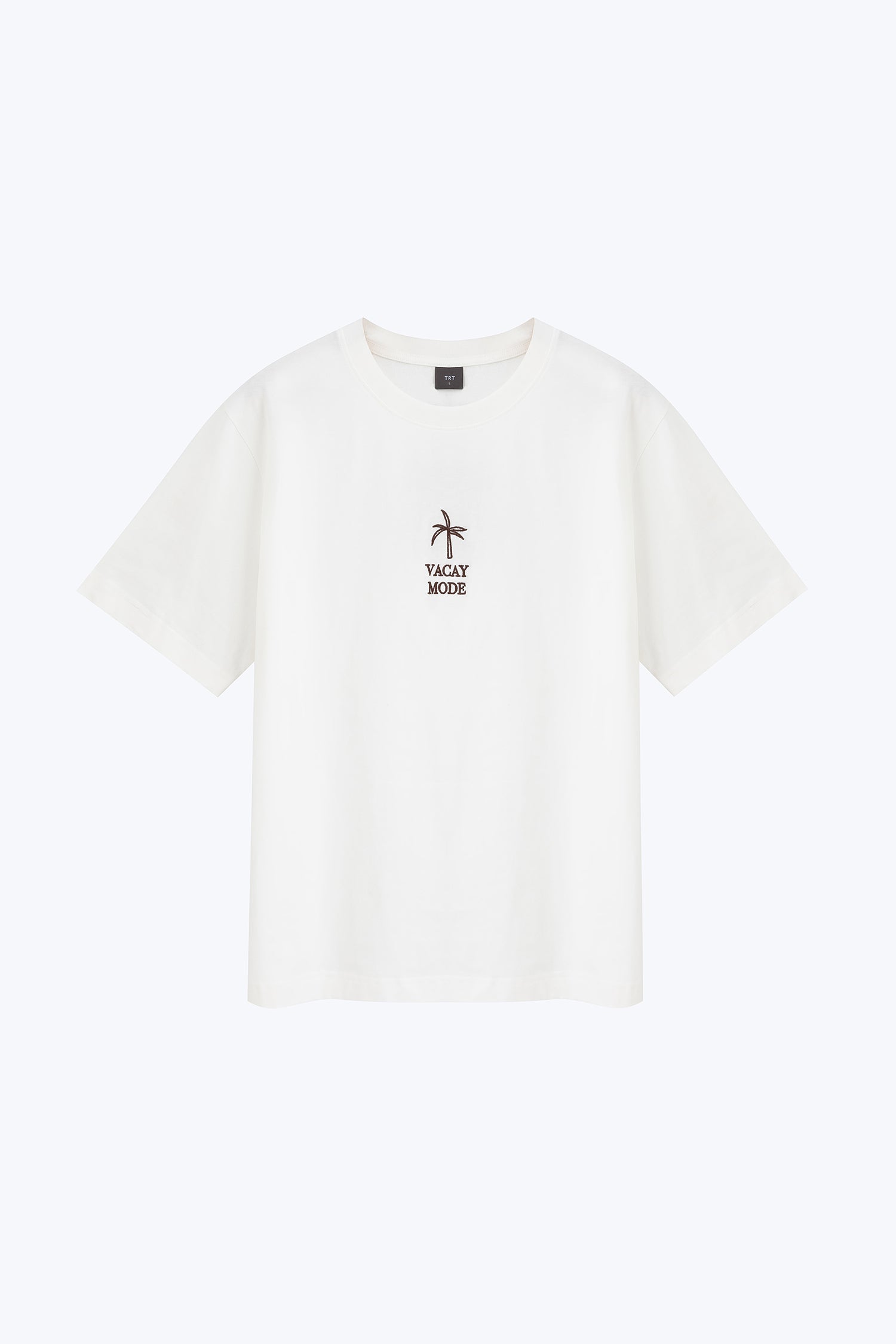(A) Jersey "Vacay Mode" Embroidery Tee - Cream [AT]