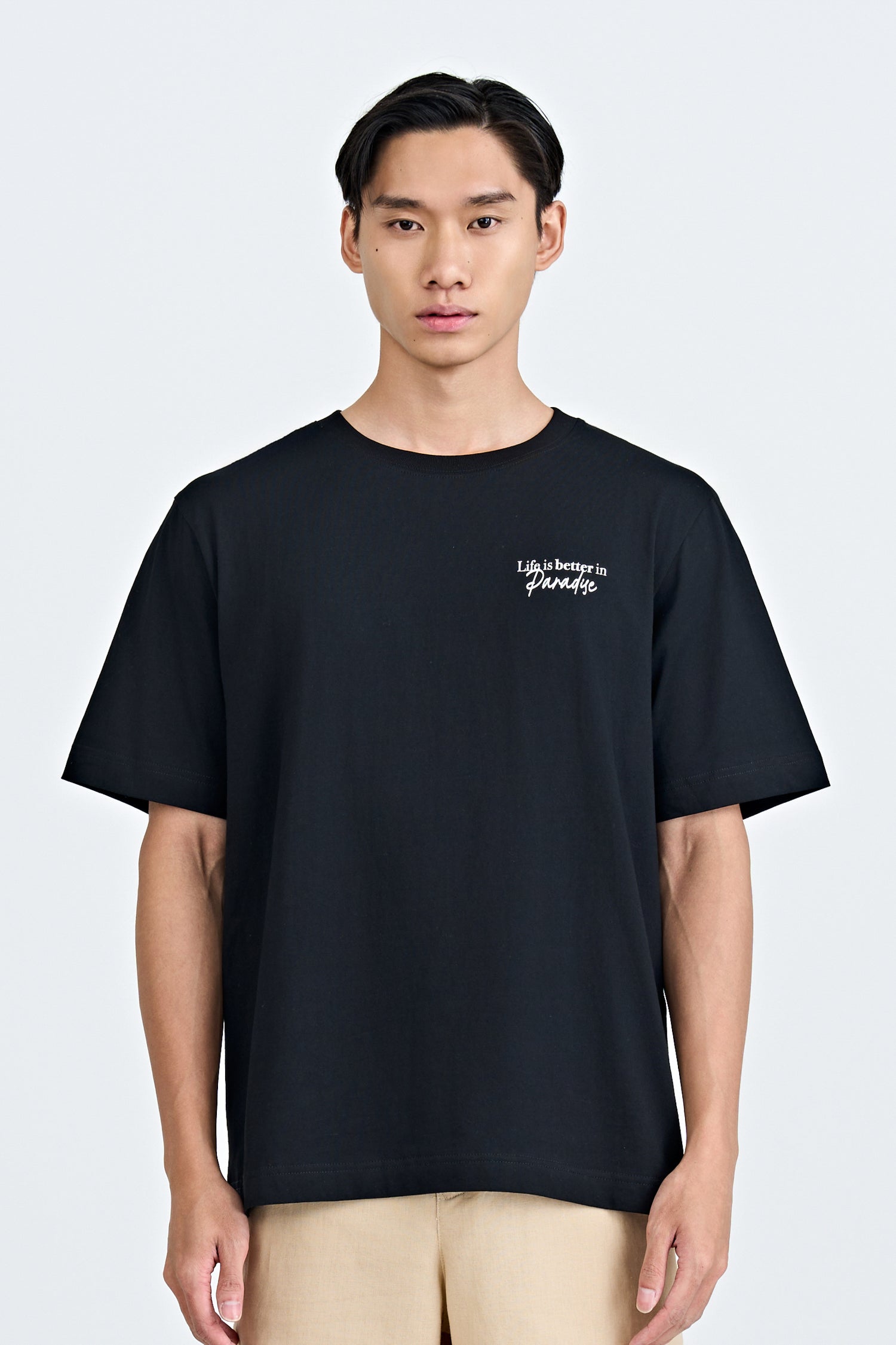 (A) Jersey "Paradise" Graphic Tee - Black