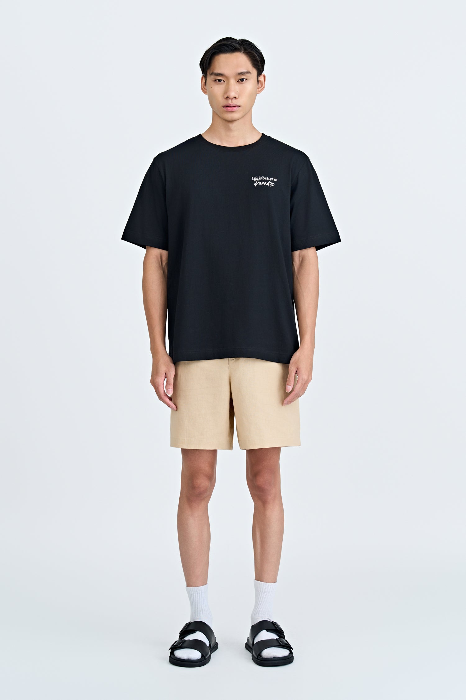 (A) Jersey "Paradise" Graphic Tee - Black