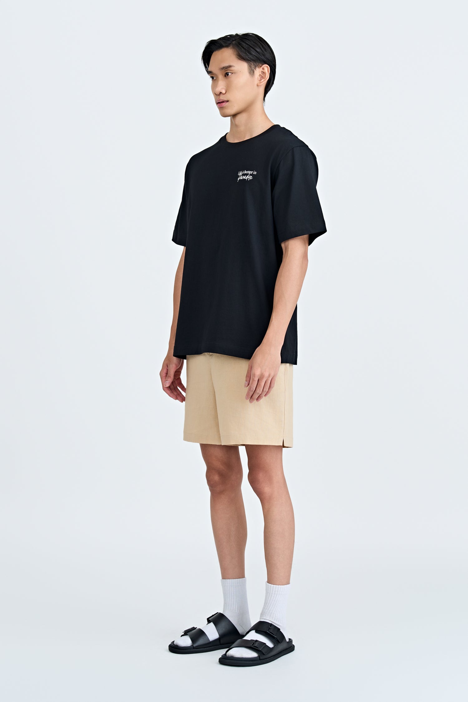 (A) Jersey "Paradise" Graphic Tee - Black