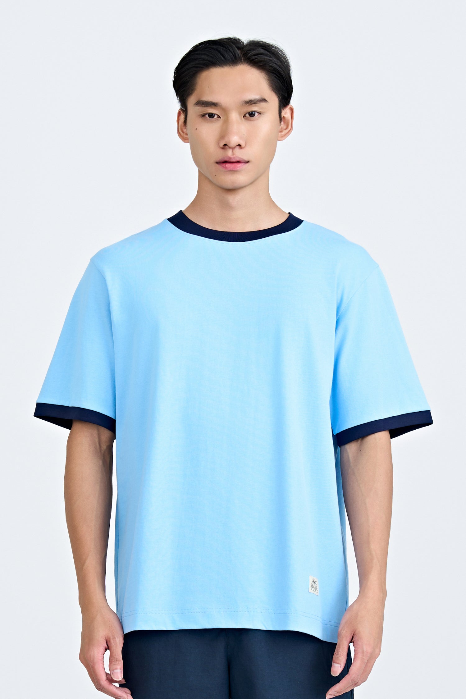 (A) Relaxed Fit Tee With Vacay Label - Sky Blue