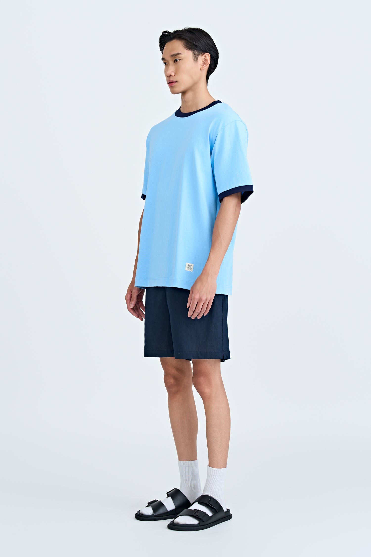 (A) Relaxed Fit Tee With Vacay Label - Sky Blue