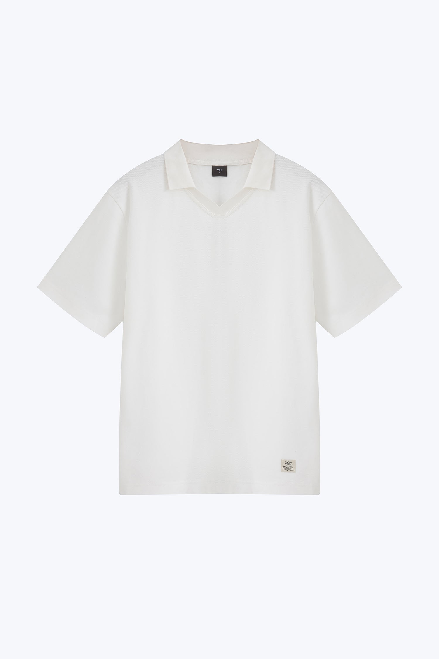 (B) Boxy Open Collar Polo - Cream