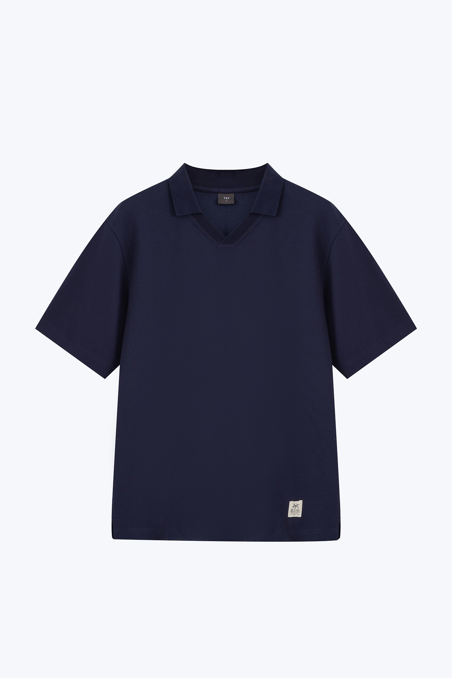 (B) Boxy Open Collar Polo - Navy