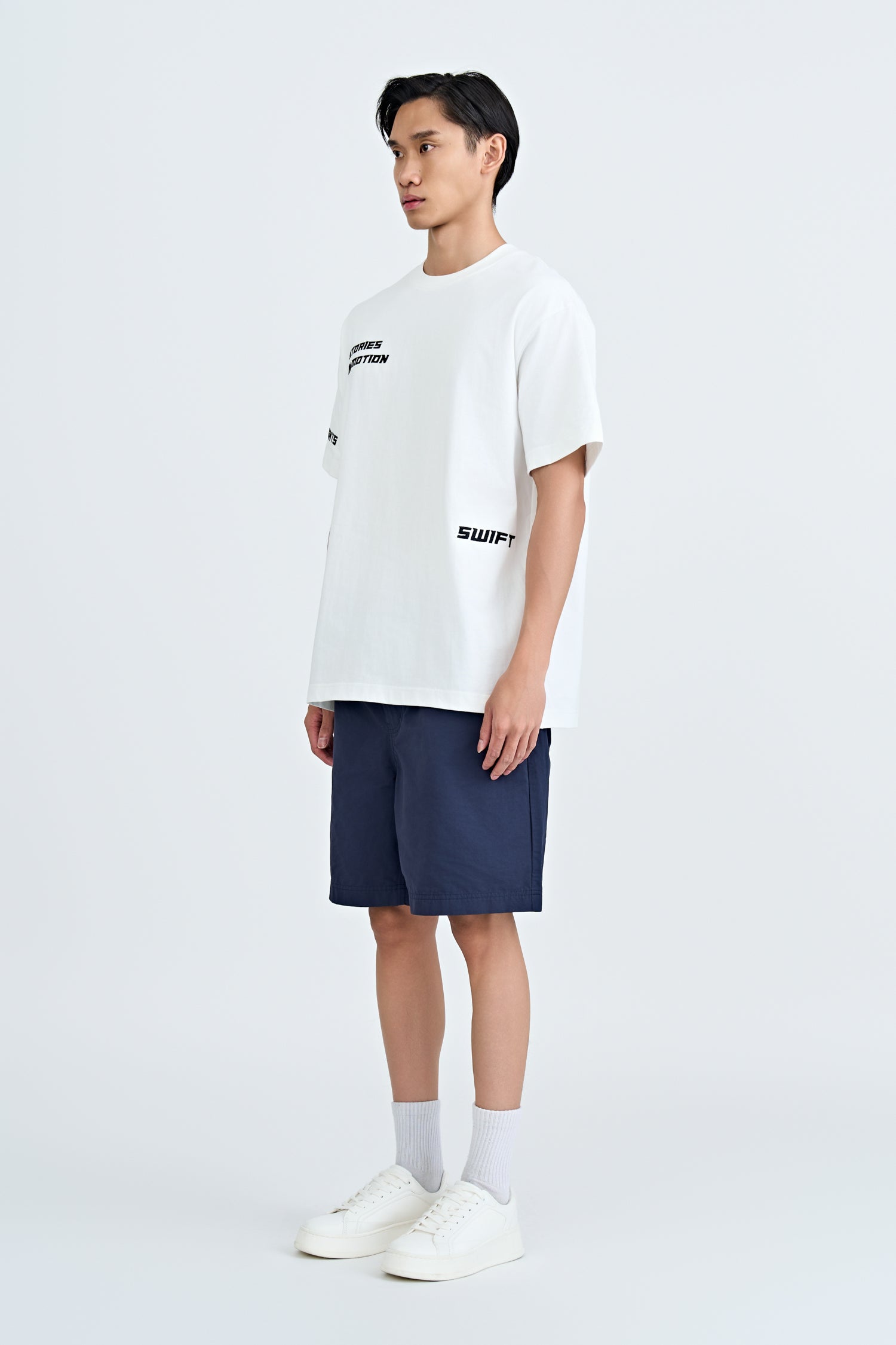 "Stories In Motion" Embroidery Tee - Cream