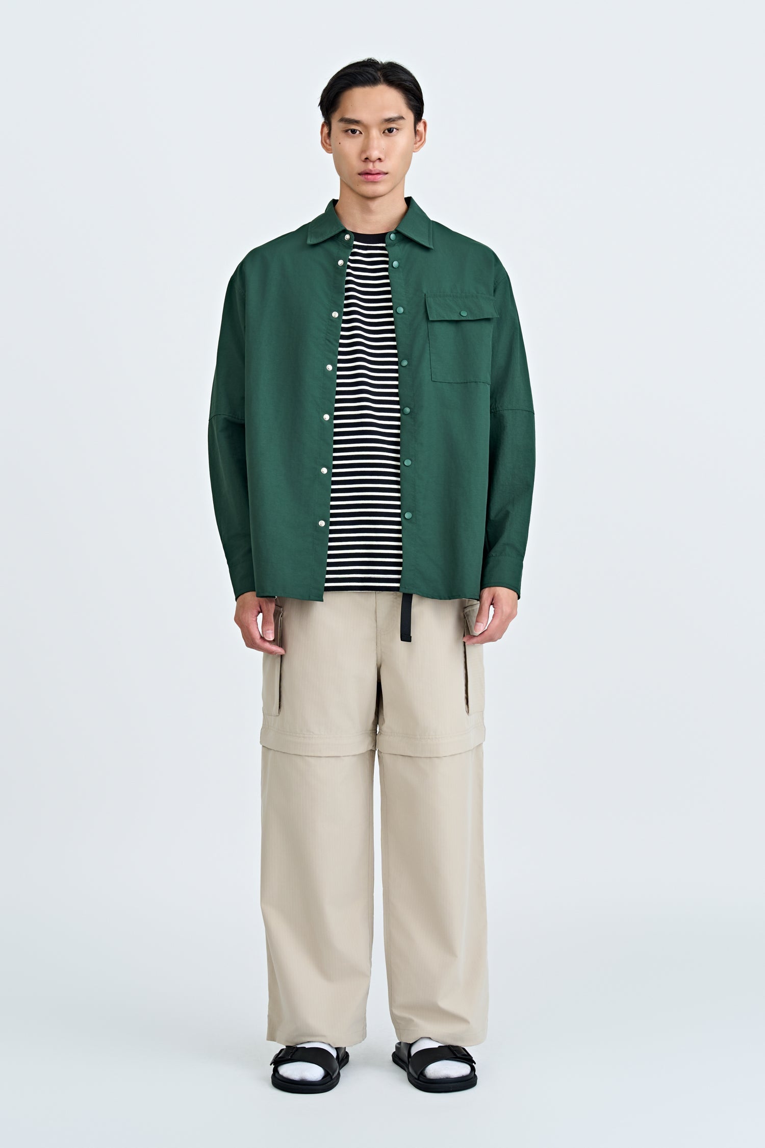 (B) Classic Striped Tee - Black