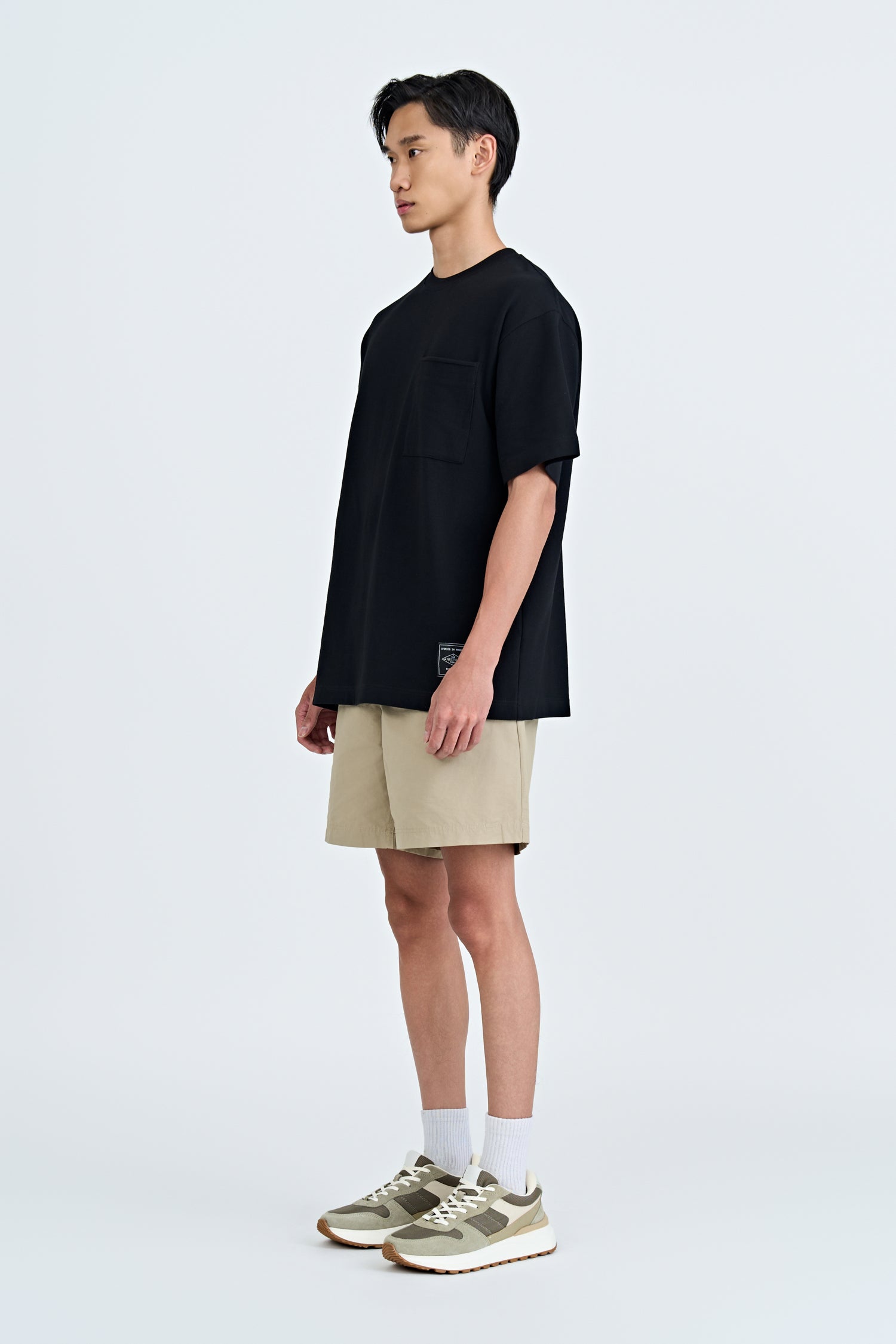 (C) Oversized Waffle Jersey Tee - Black