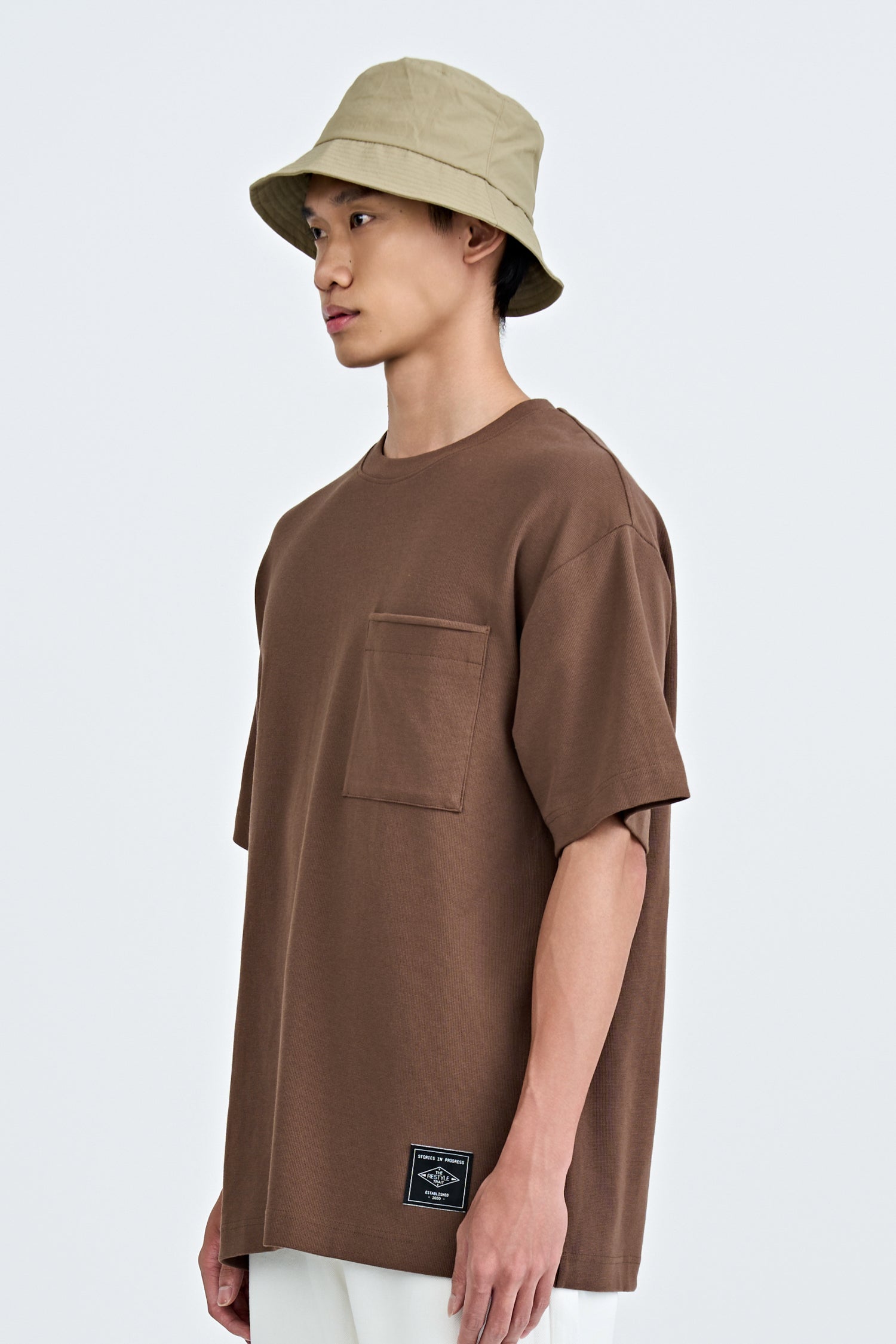 (C) Oversized Waffle Jersey Tee - Coffee