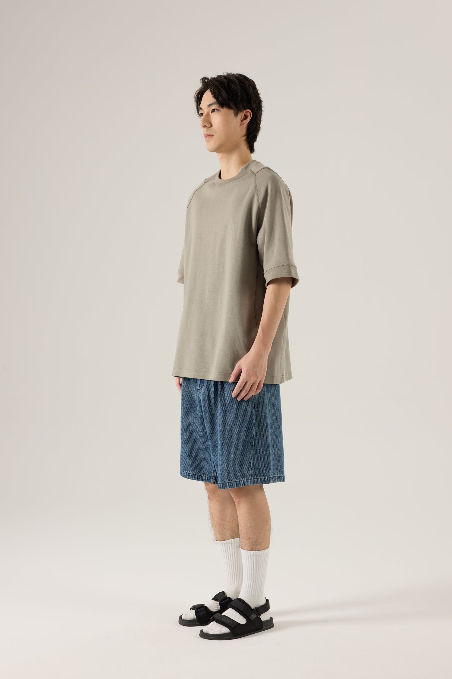 Oversized Panel Tee - Gunmetal