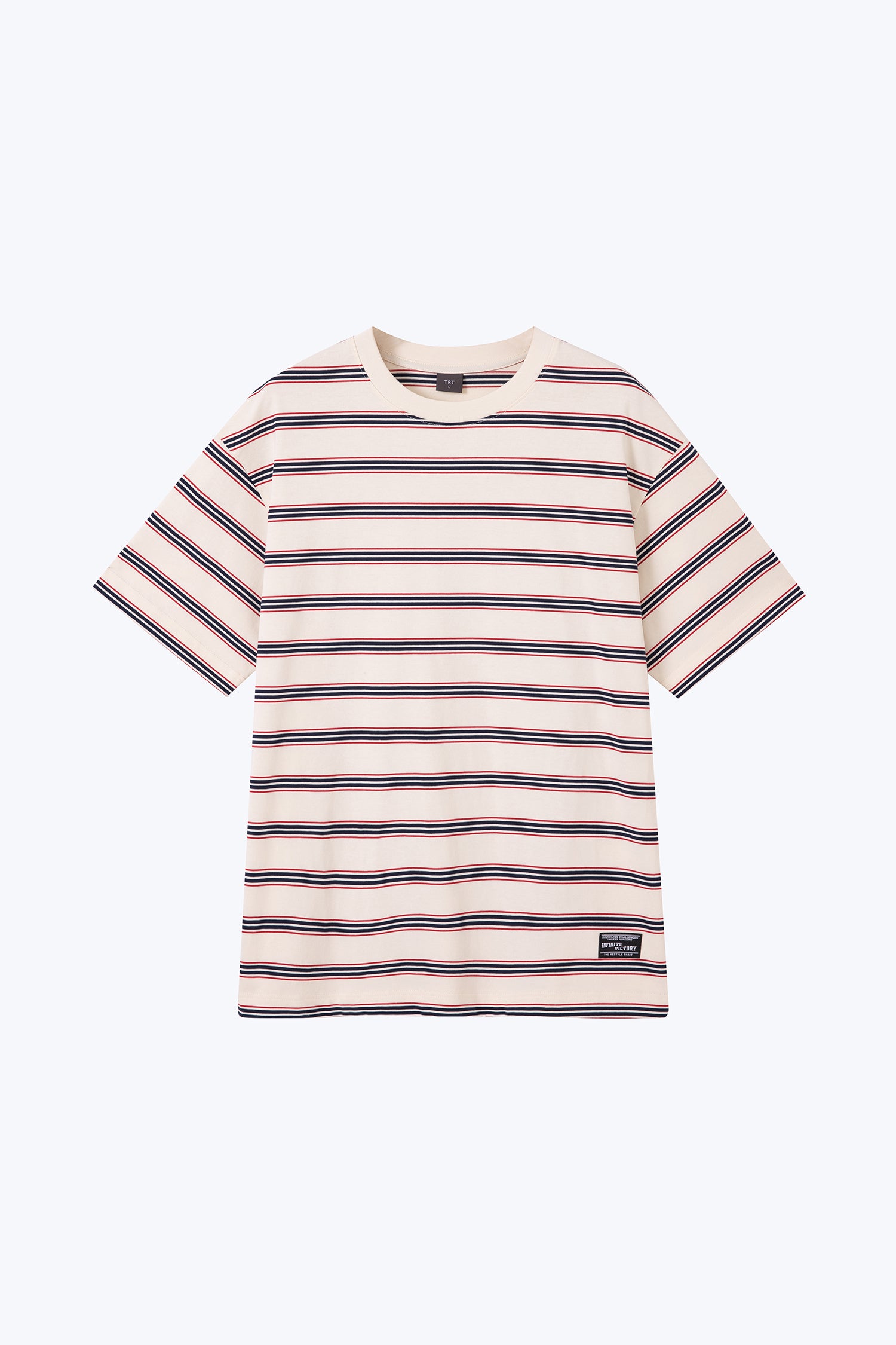 Oversized Collegiate Striped Tee - Cream Stripes