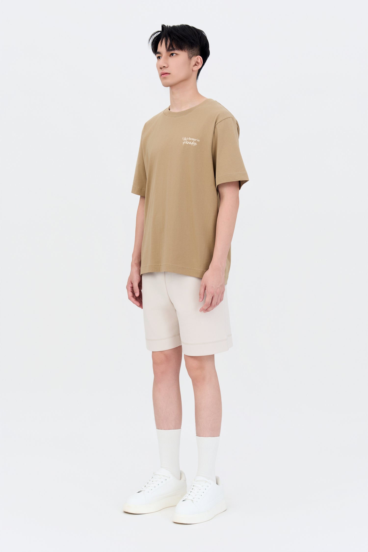 Jersey "Paradise" Graphic Tee - Olive Brown