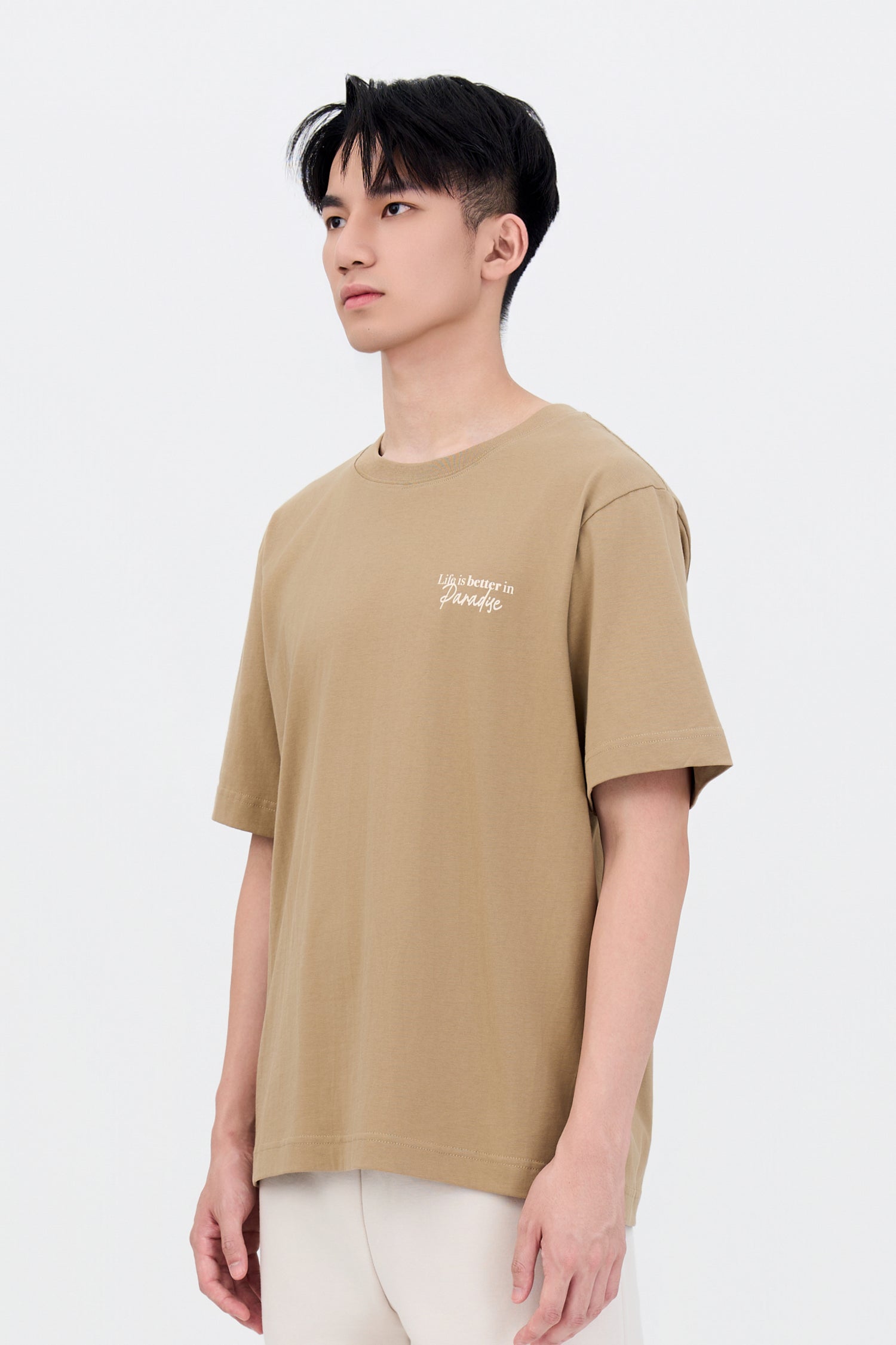Jersey "Paradise" Graphic Tee - Olive Brown