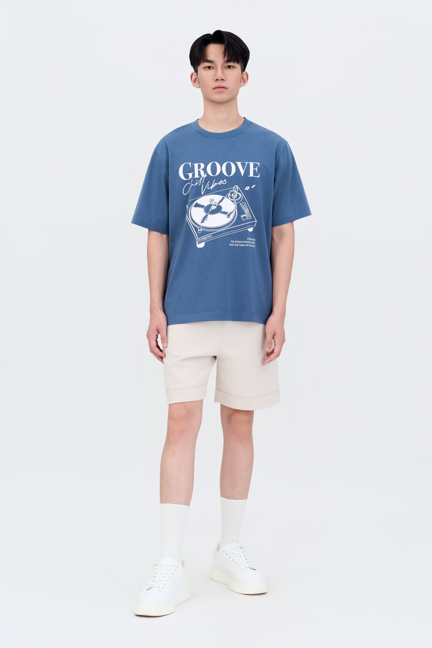 Jersey "Groove" Graphic Tee - Steel Blue