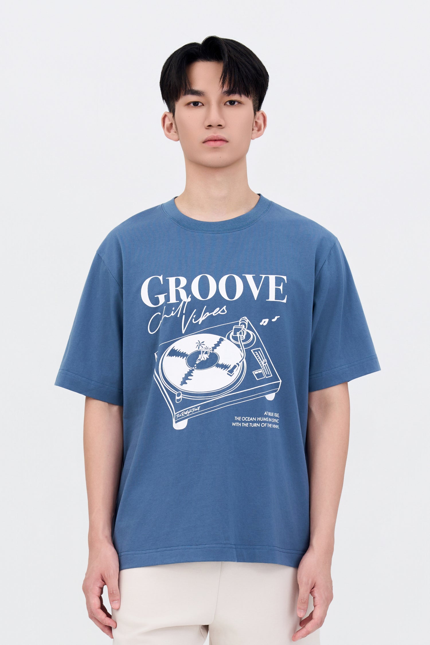 Jersey "Groove" Graphic Tee - Steel Blue