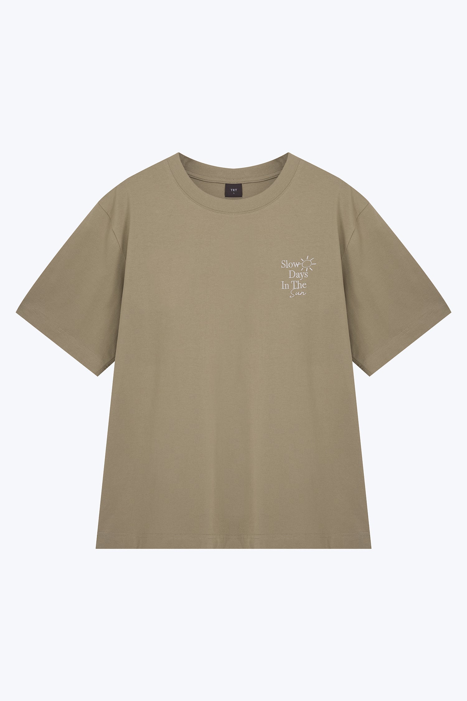 Jersey "Slow Days In The Sun" Embroidery Tee - Sage