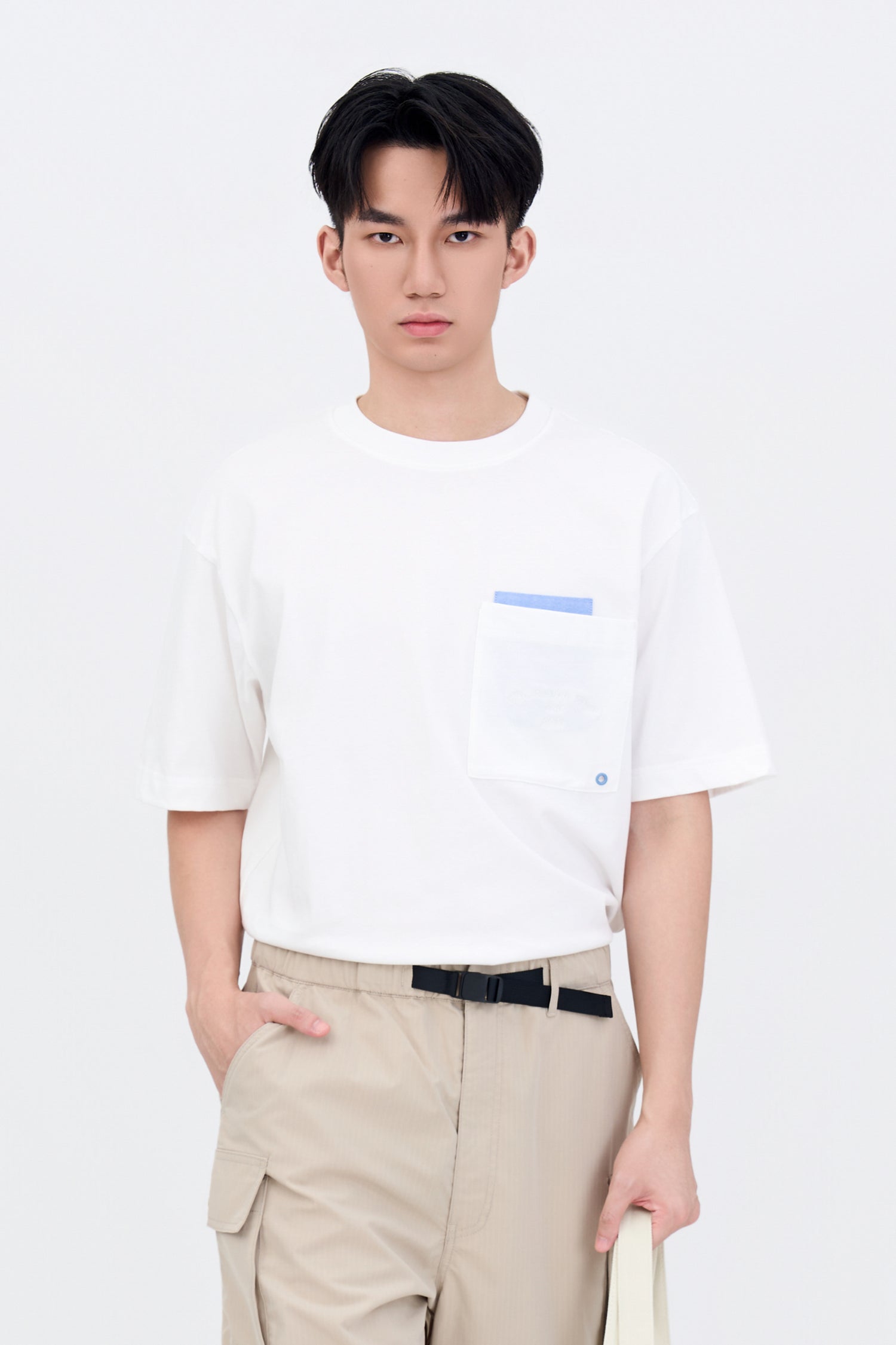 (B) Double Pocket Tee - Cream