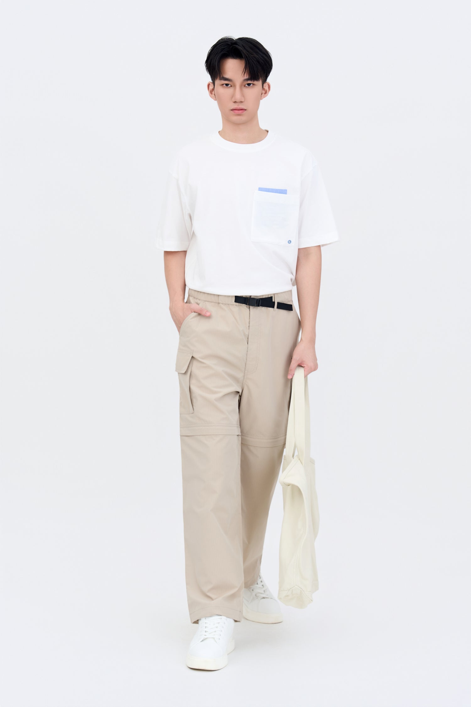 (B) Double Pocket Tee - Cream