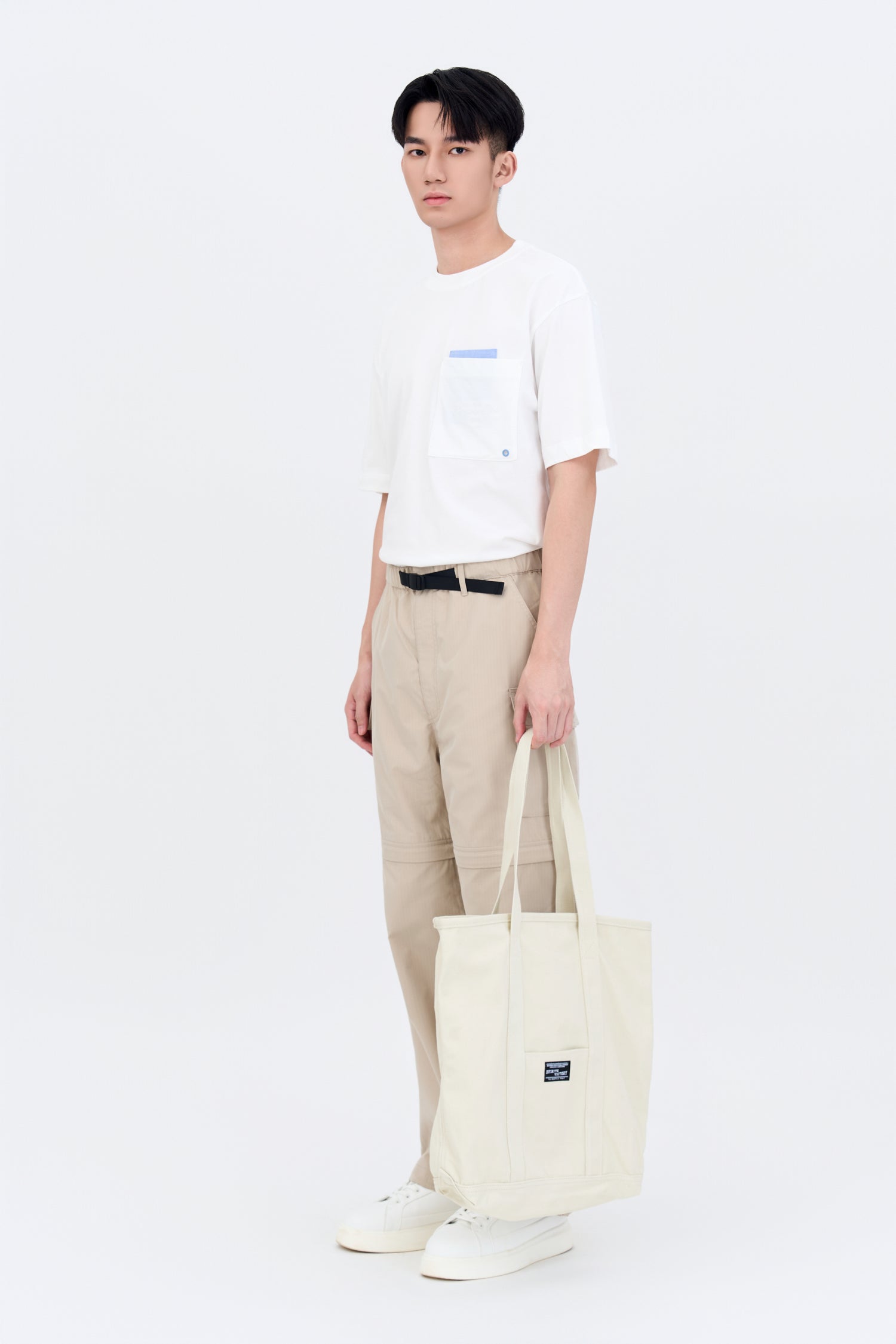 (B) Double Pocket Tee - Cream