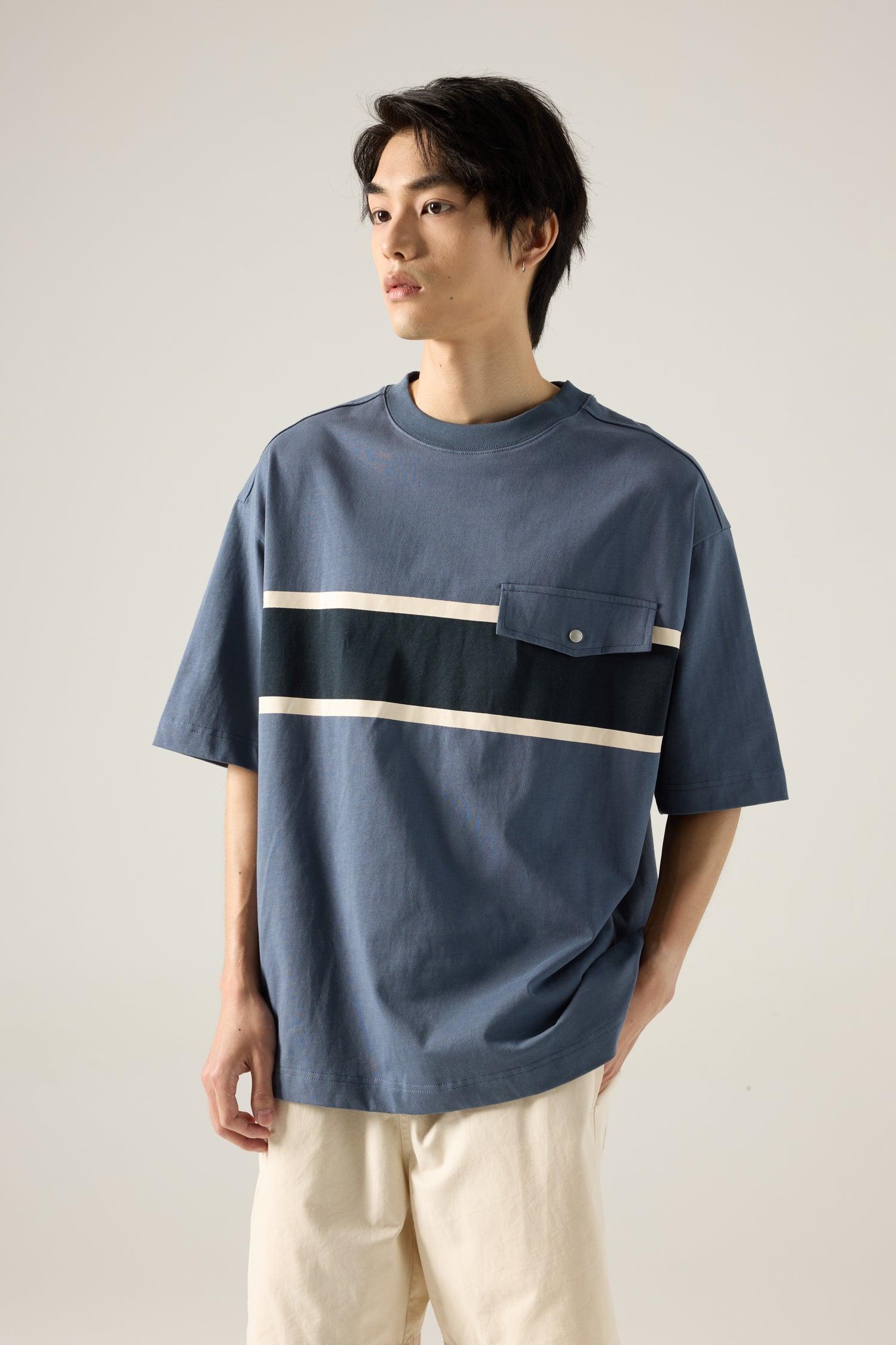 (C) Colourblock Utility Tee - Blue