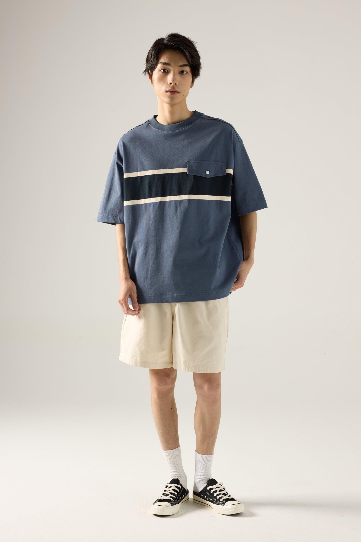 (C) Colourblock Utility Tee - Blue